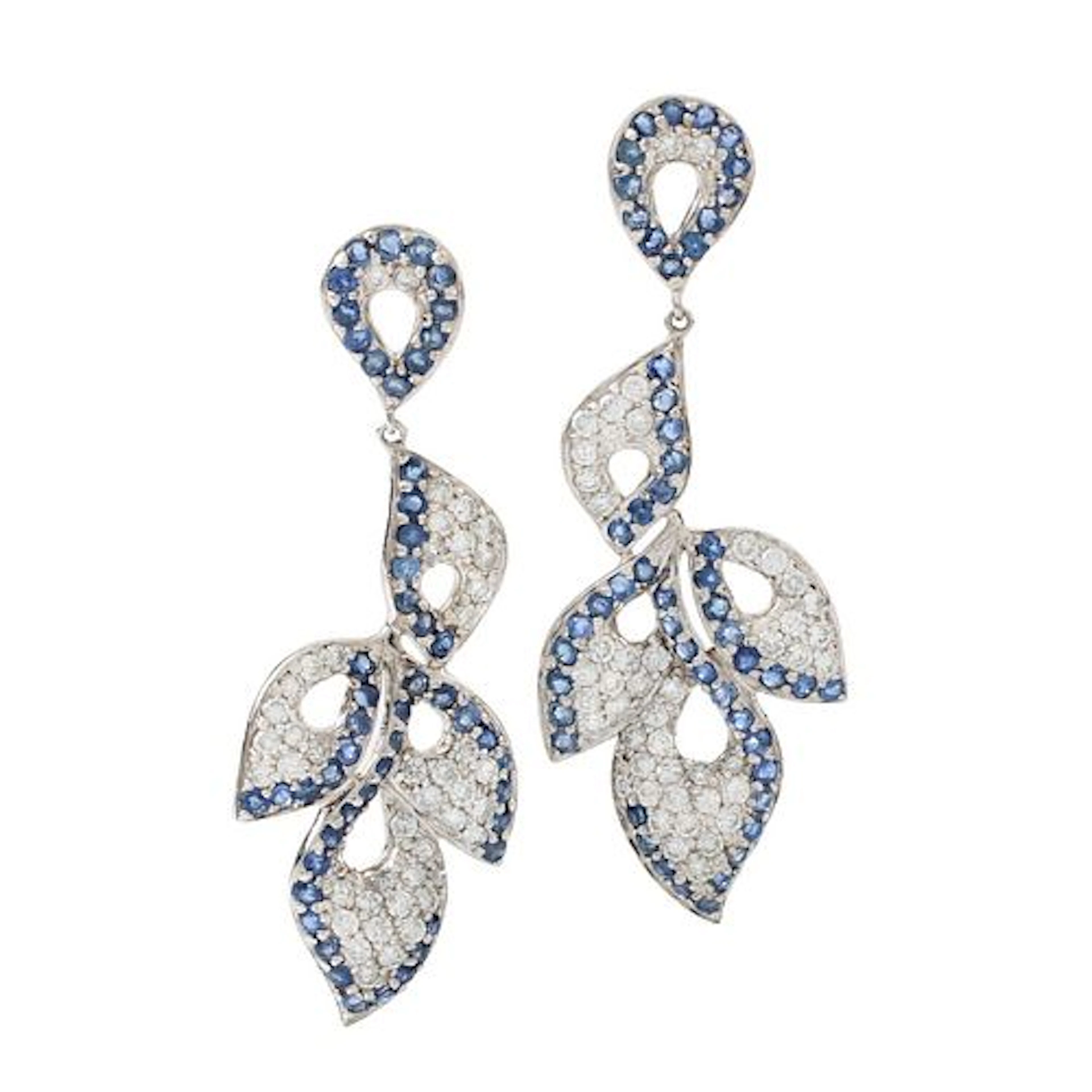 Diamond, Sapphire and 14K Earrings