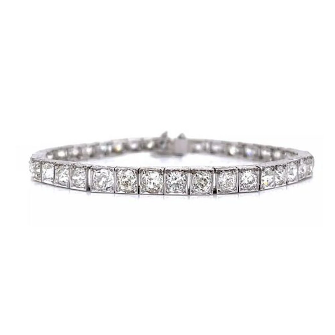 Deco Diamond and Platinum Bracelet