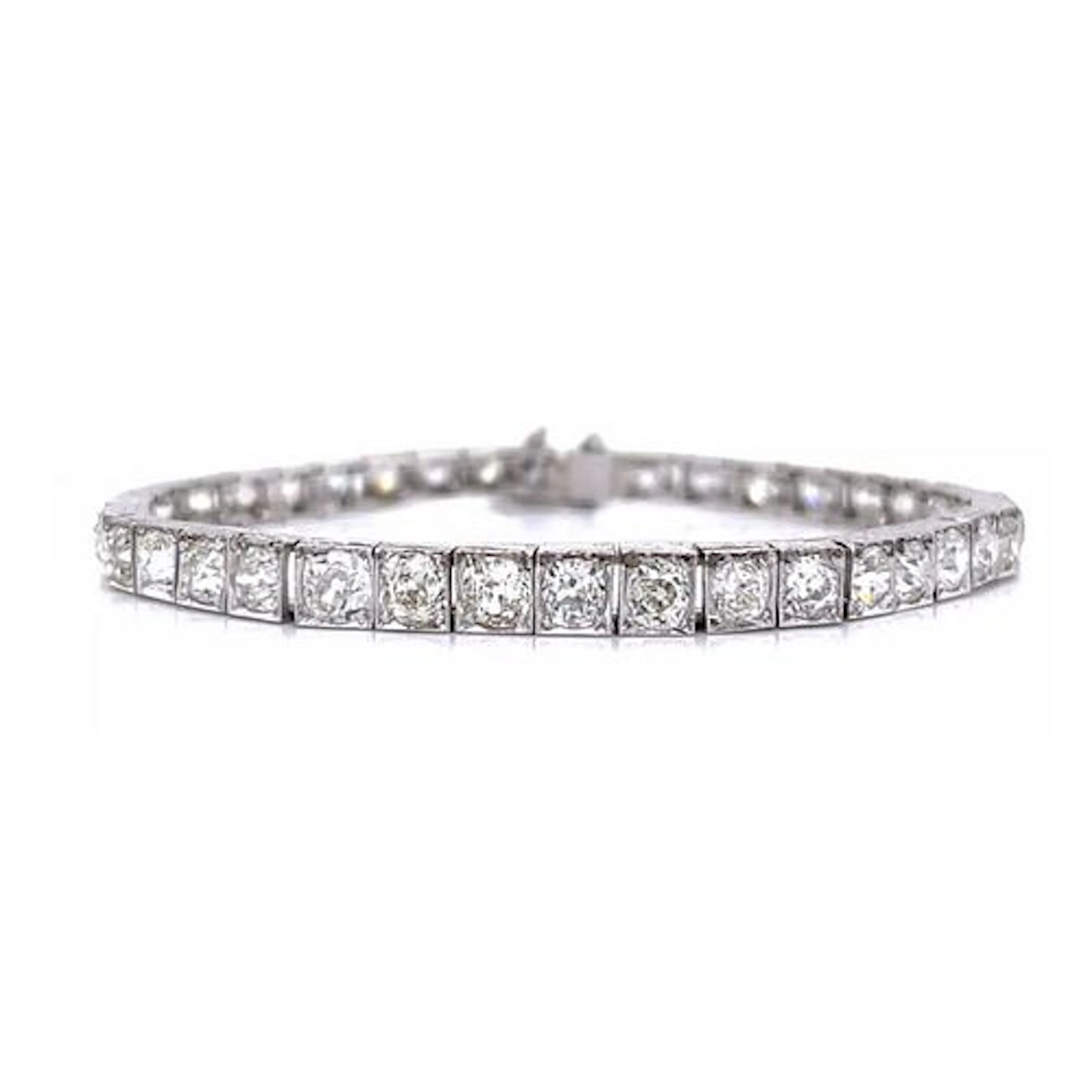 Deco Diamond and Platinum Bracelet