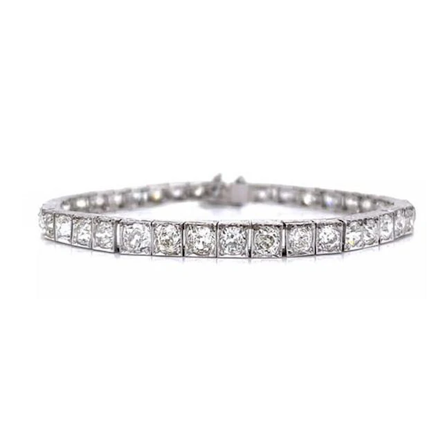 Deco Diamond and Platinum Bracelet