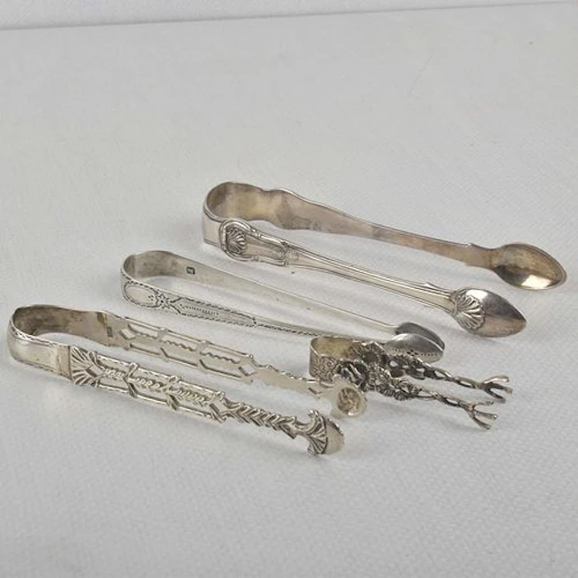 Antique Sterling Silver Tongs