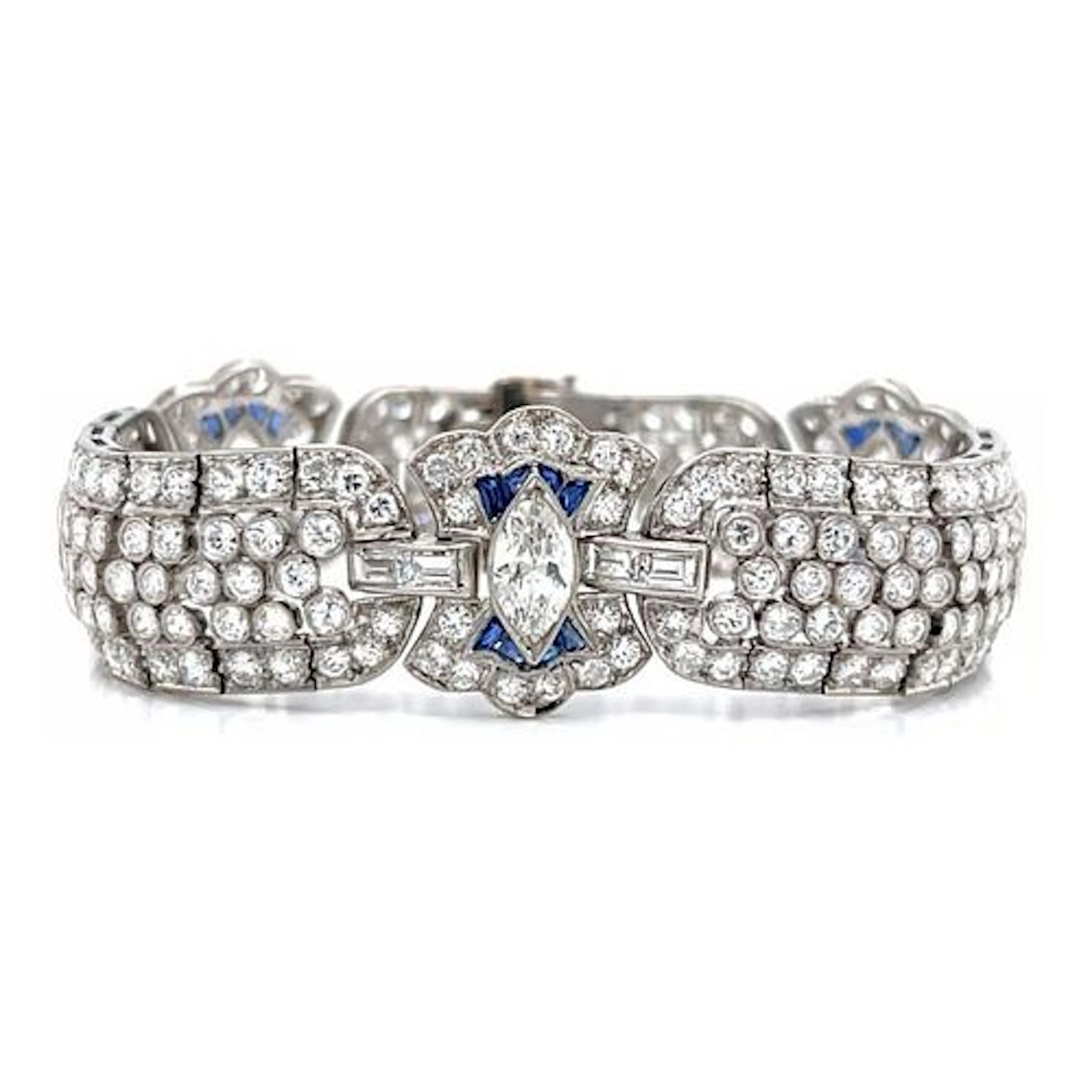 Deco Diamond Sapphire & Plat Bracelet