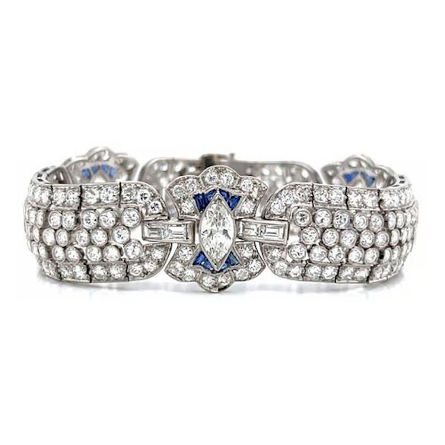 Deco Diamond Sapphire & Plat Bracelet
