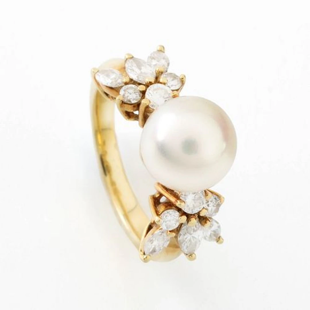Mikimoto Pearl and Diamond Ring