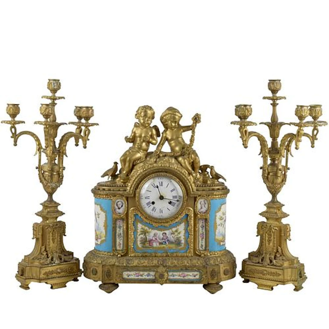 French Sevres Mantle Clock