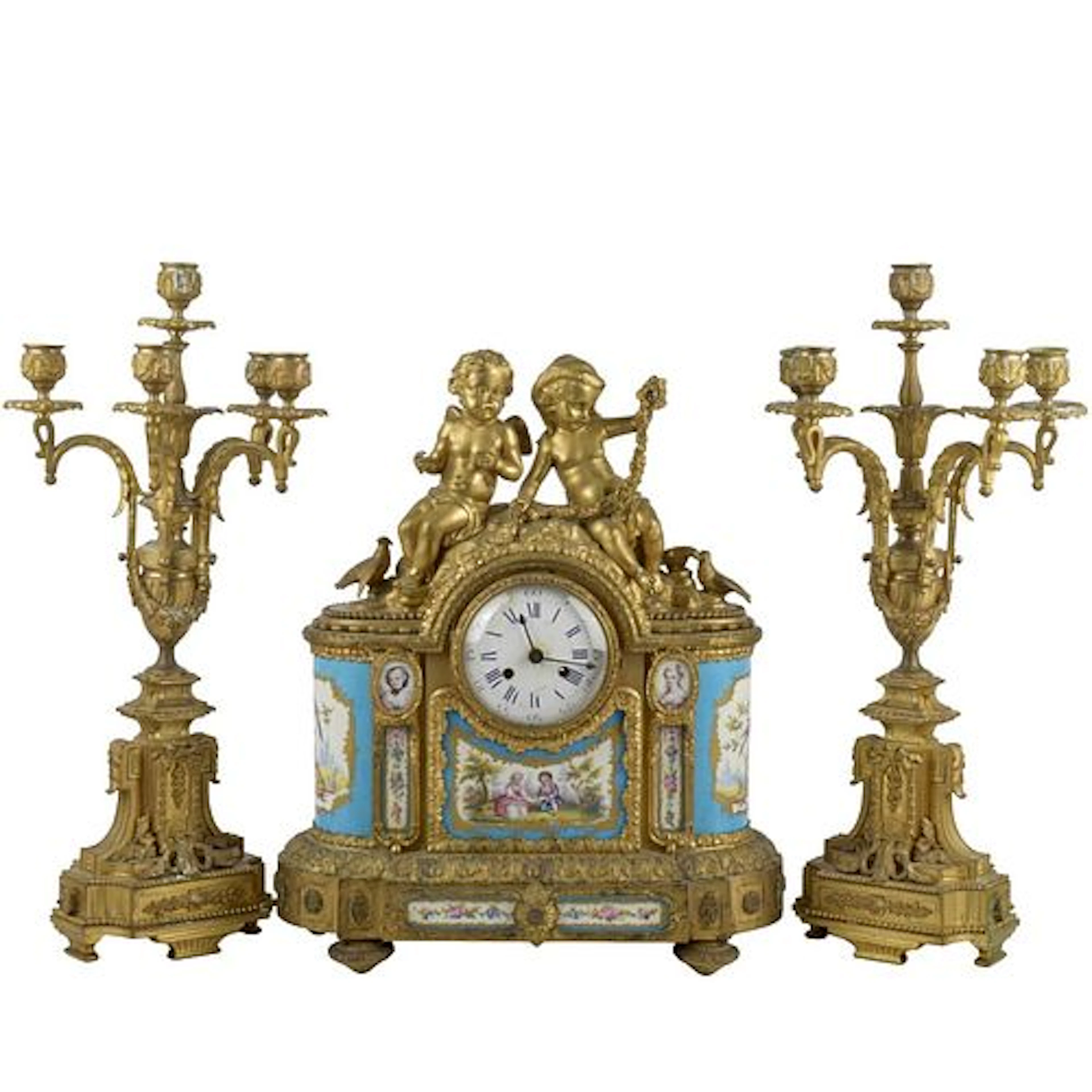French Sevres Mantle Clock