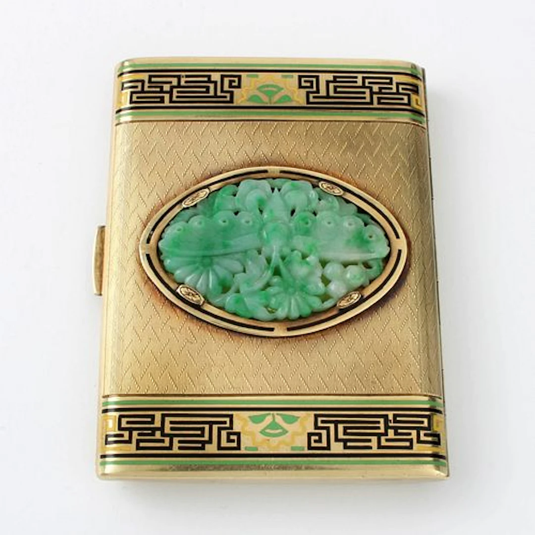 Deco Jadeite and 14K Cigarette Case