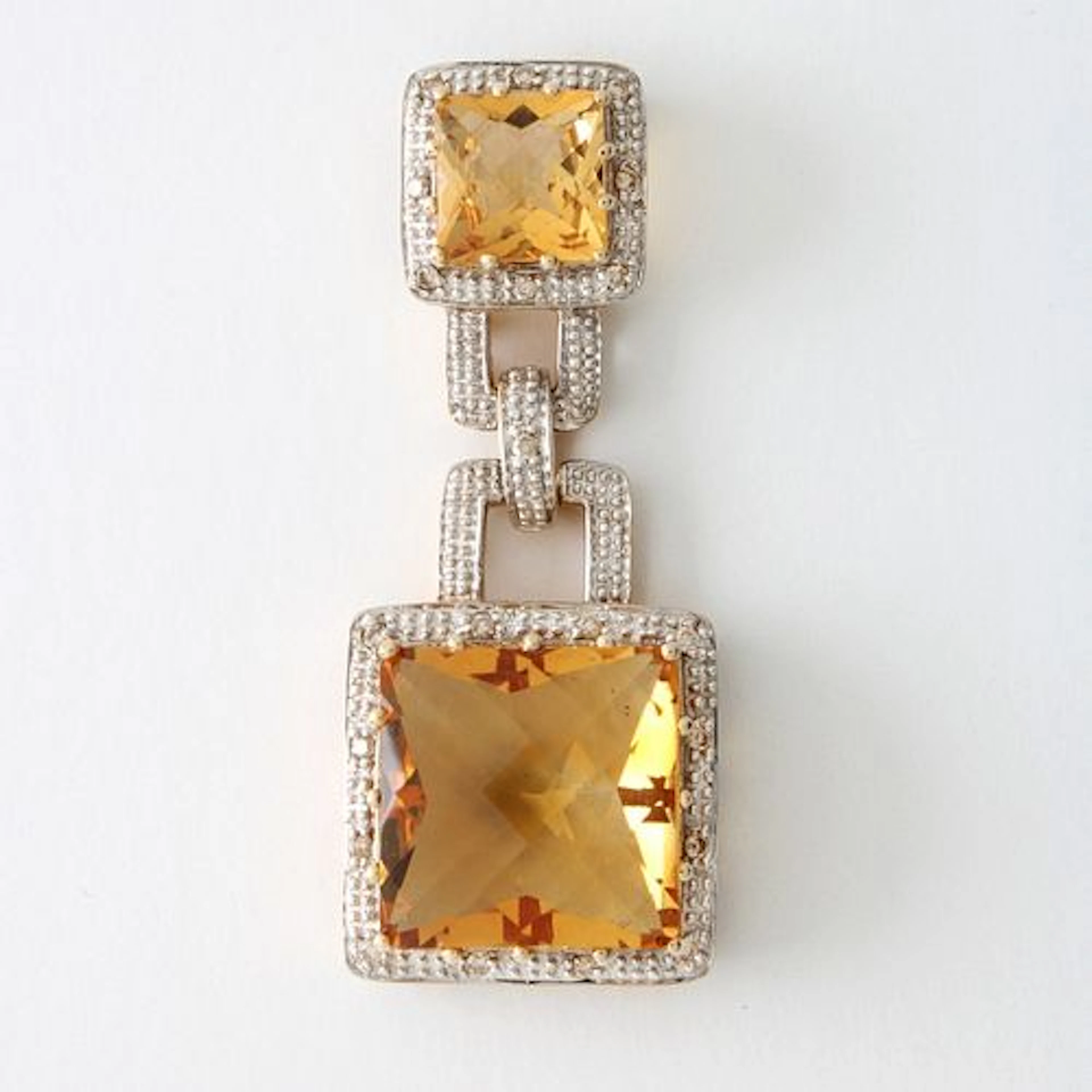 Citrine, Diamond and 14K Pendant