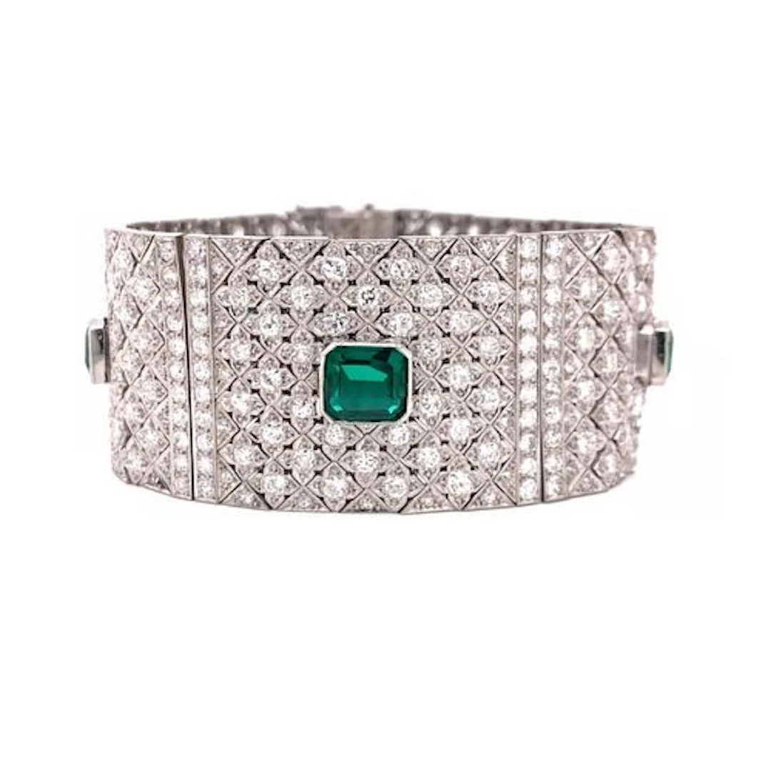 Diamond, Emerald and Plat. Bracelet