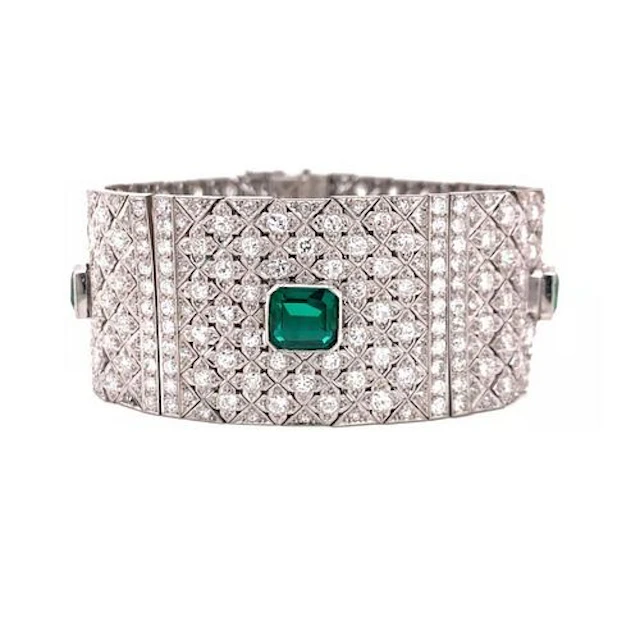 Diamond, Emerald and Plat. Bracelet