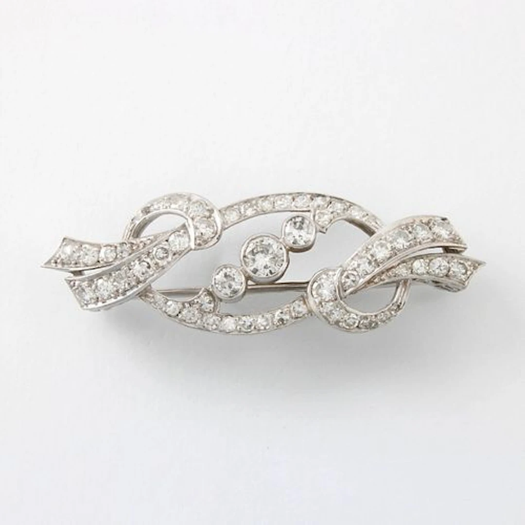 Diamond and Platinum Brooch