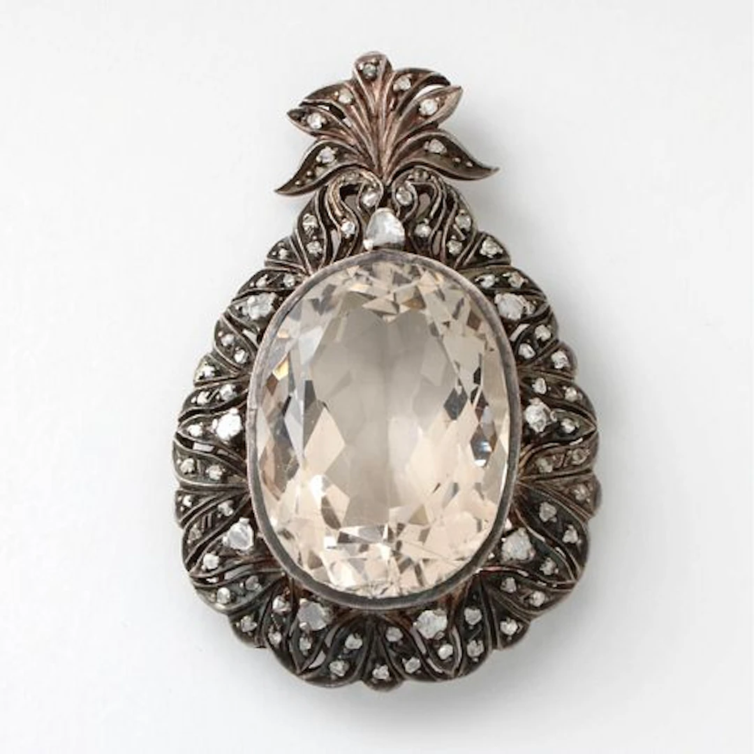 Crystal, Diamond and Silver / Vermeil Pendant