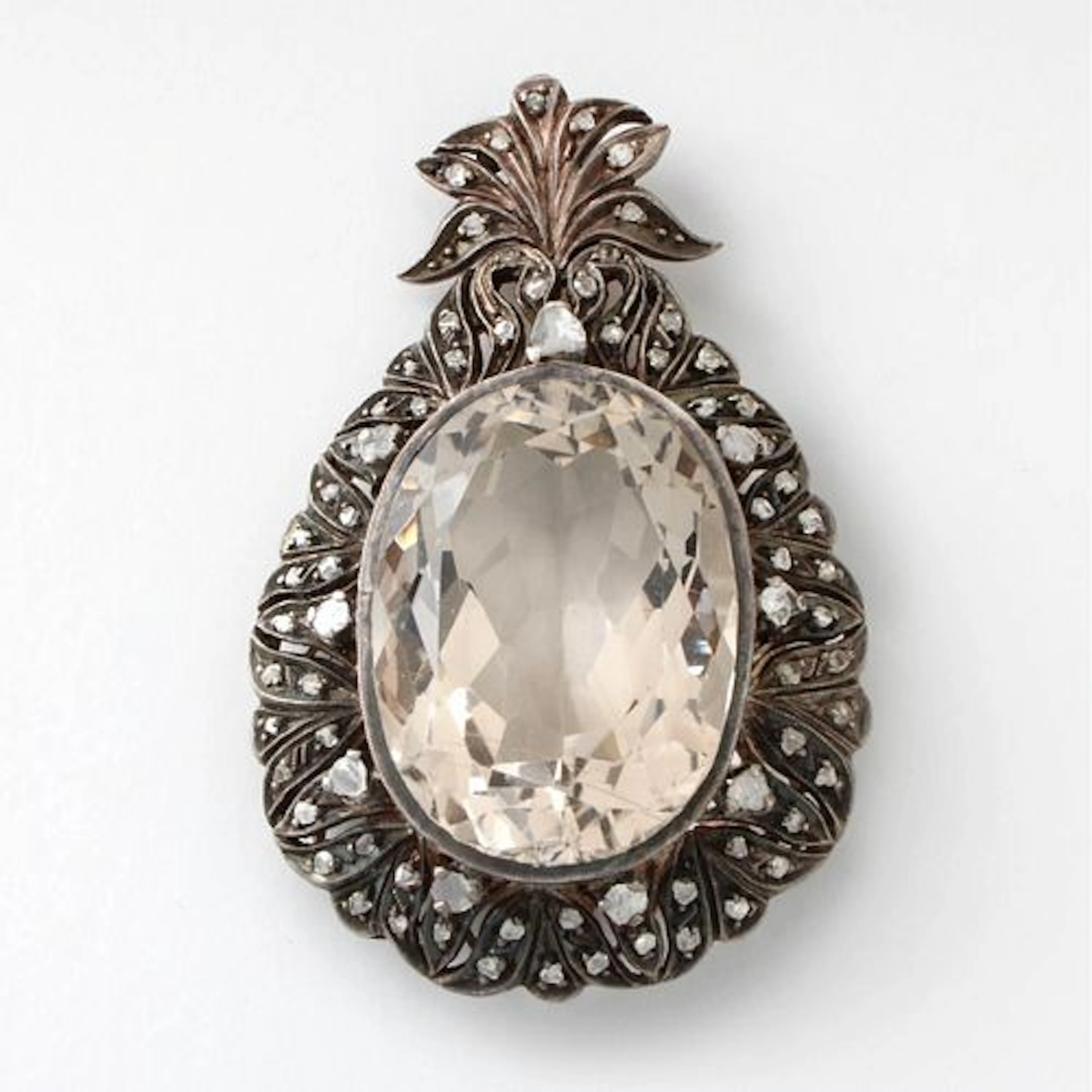 Crystal, Diamond and Silver / Vermeil Pendant
