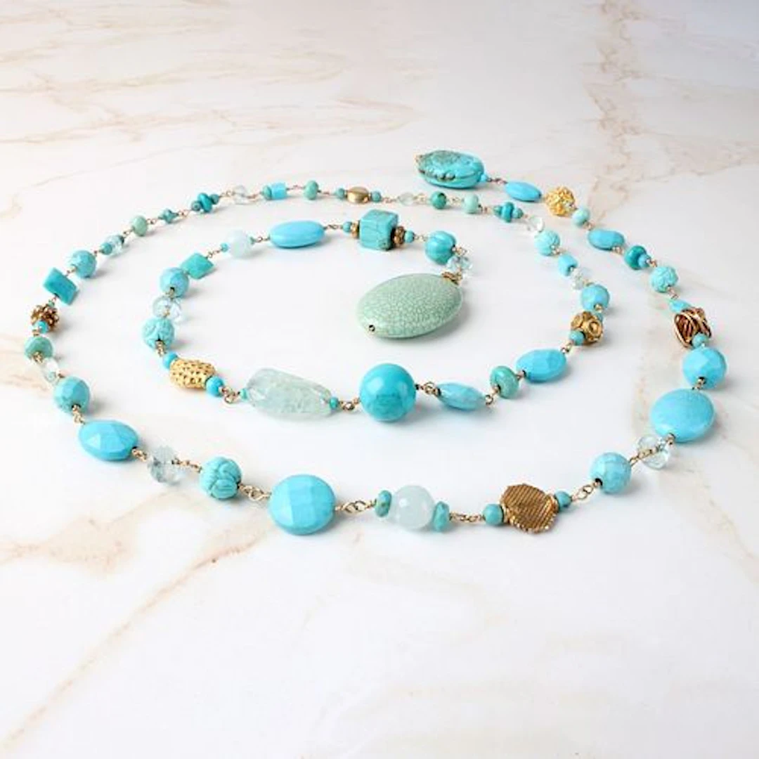 Turquoise, Gemstone and Quartz Necklace