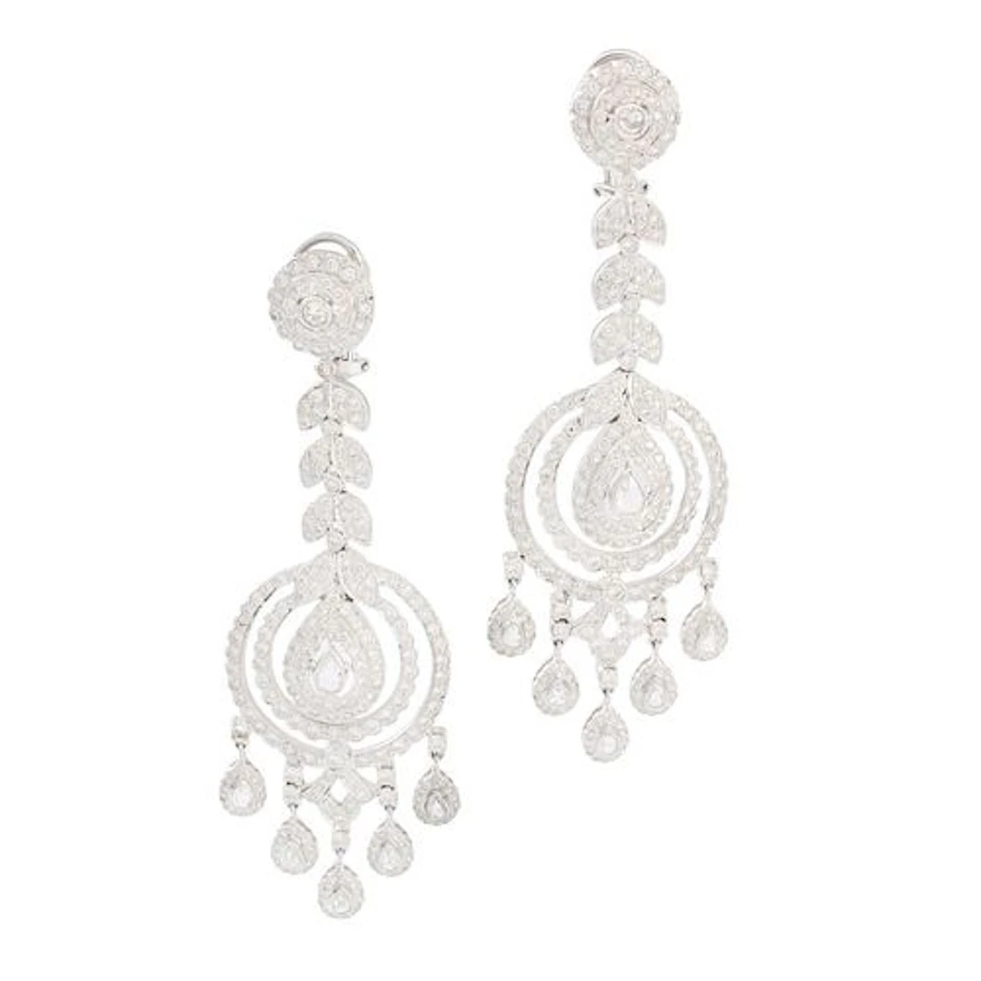 18KW Gold and Diamond Chandelier Earrings