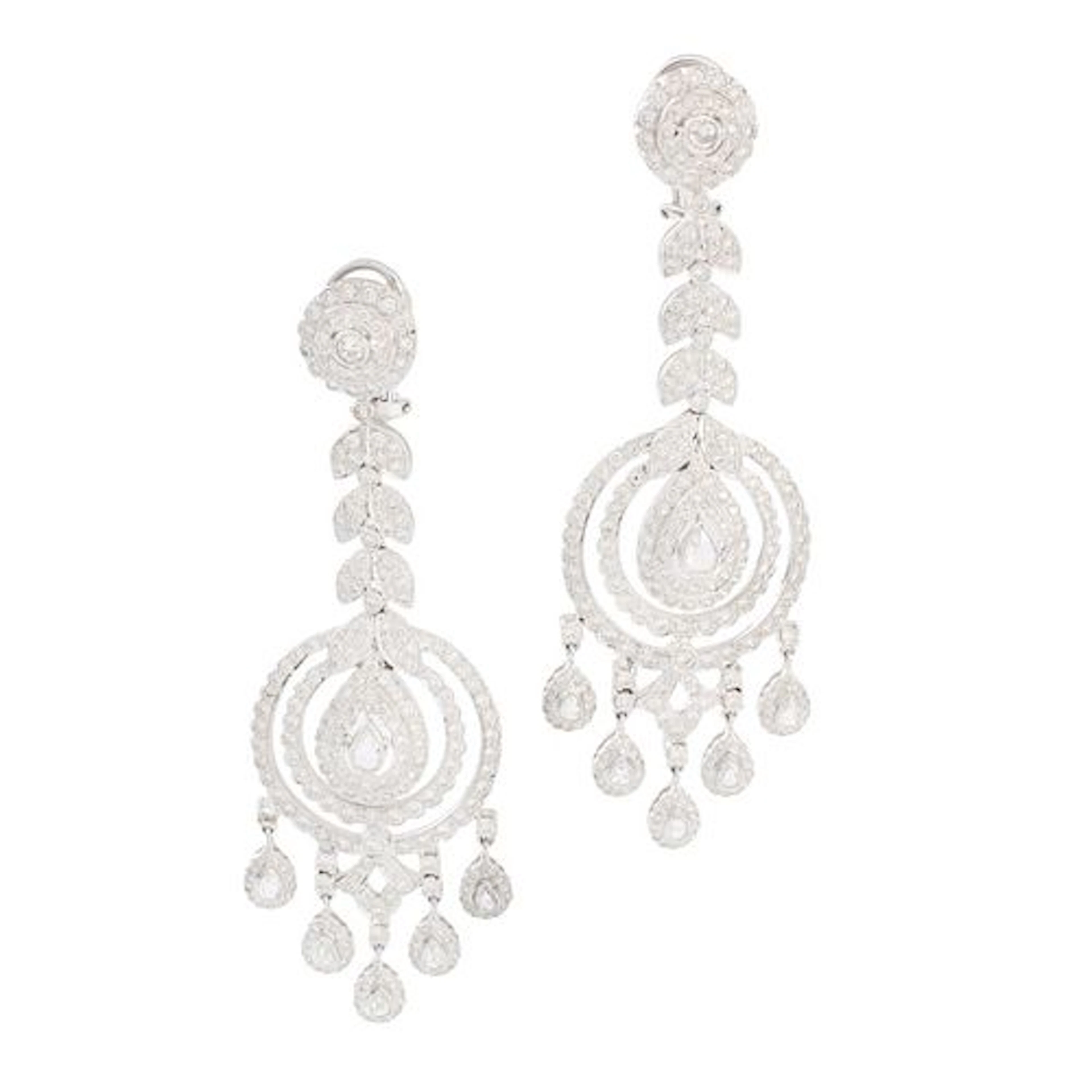 18KW Gold and Diamond Chandelier Earrings