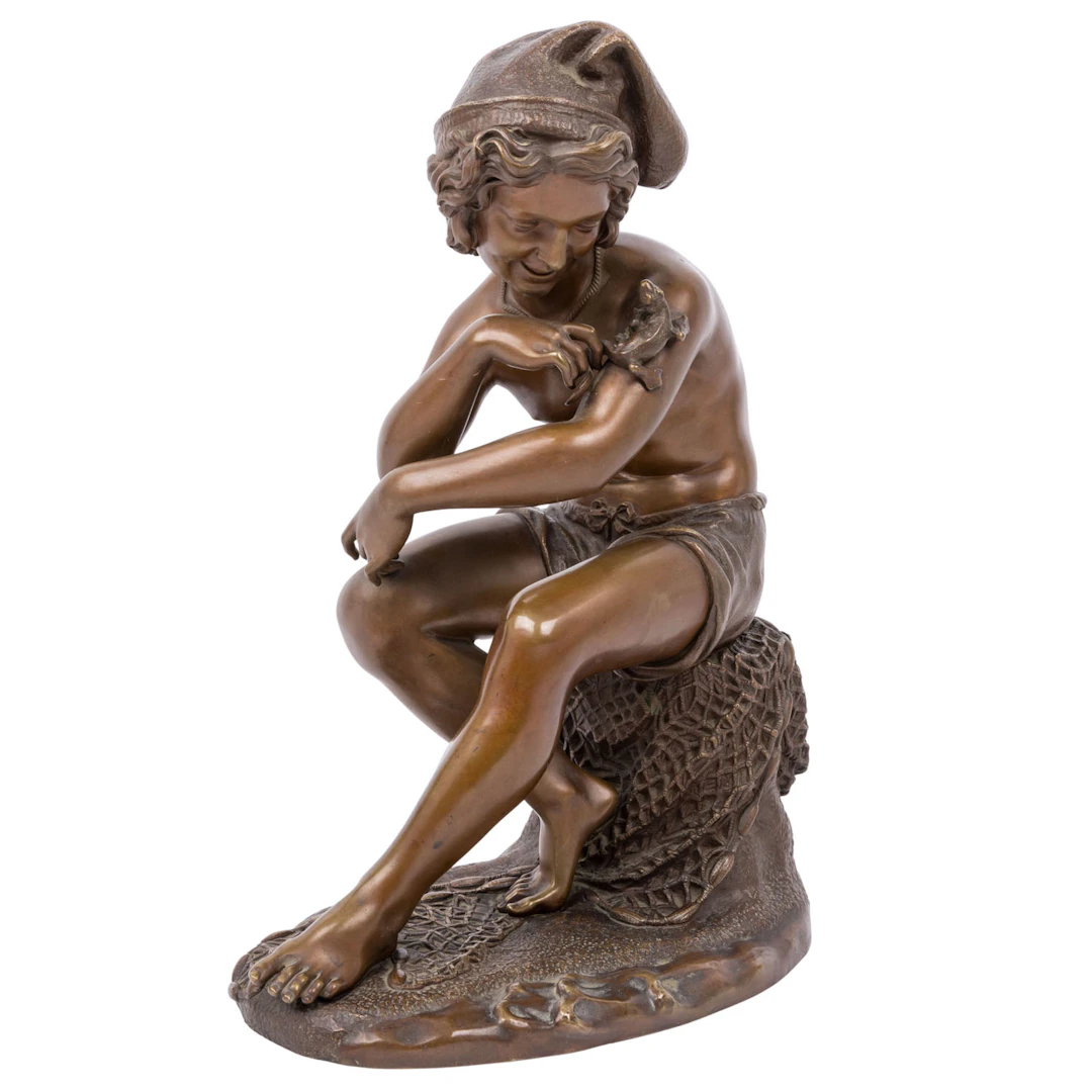 THOMAS, ÈMILE EUGÈNE (1817-1882) "Italienischer Fischerjunge mit Eidechse"