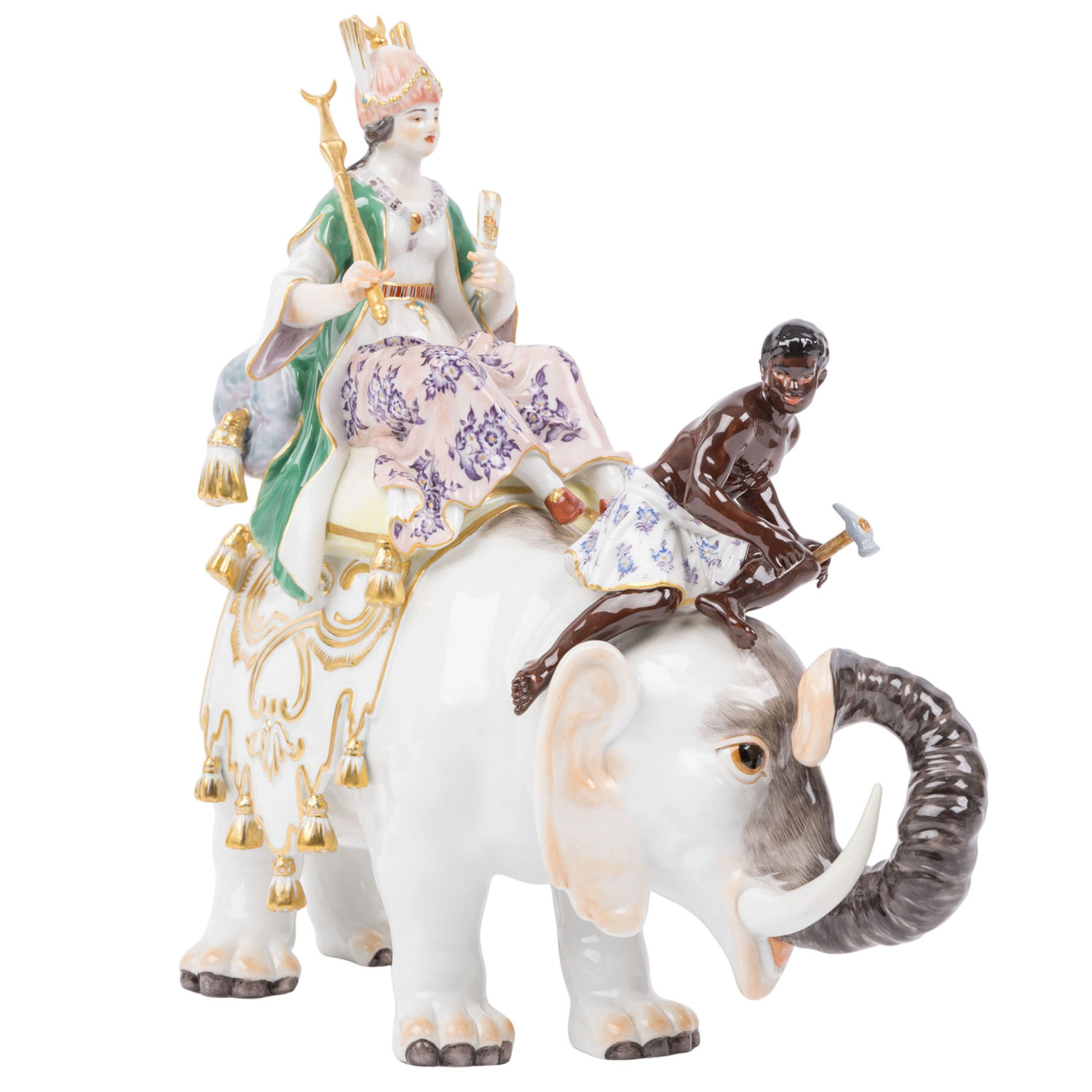 MEISSEN Figurengruppe 'Sultanin auf Elefant', 20. Jh. 1. Wahl
