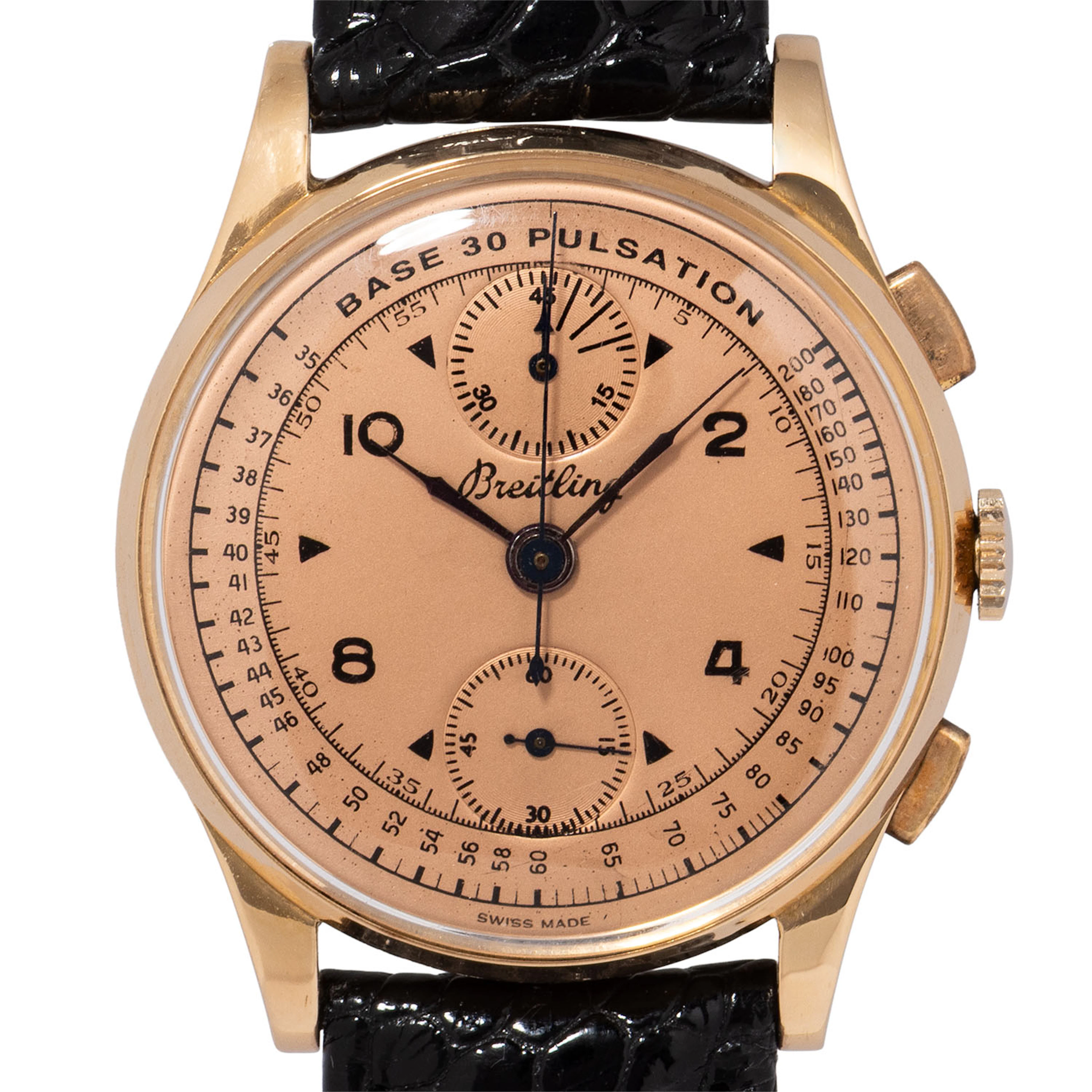BREITLING Vintage "Salmon-Pulsation-Dial" Herren-Chronograph in 18K