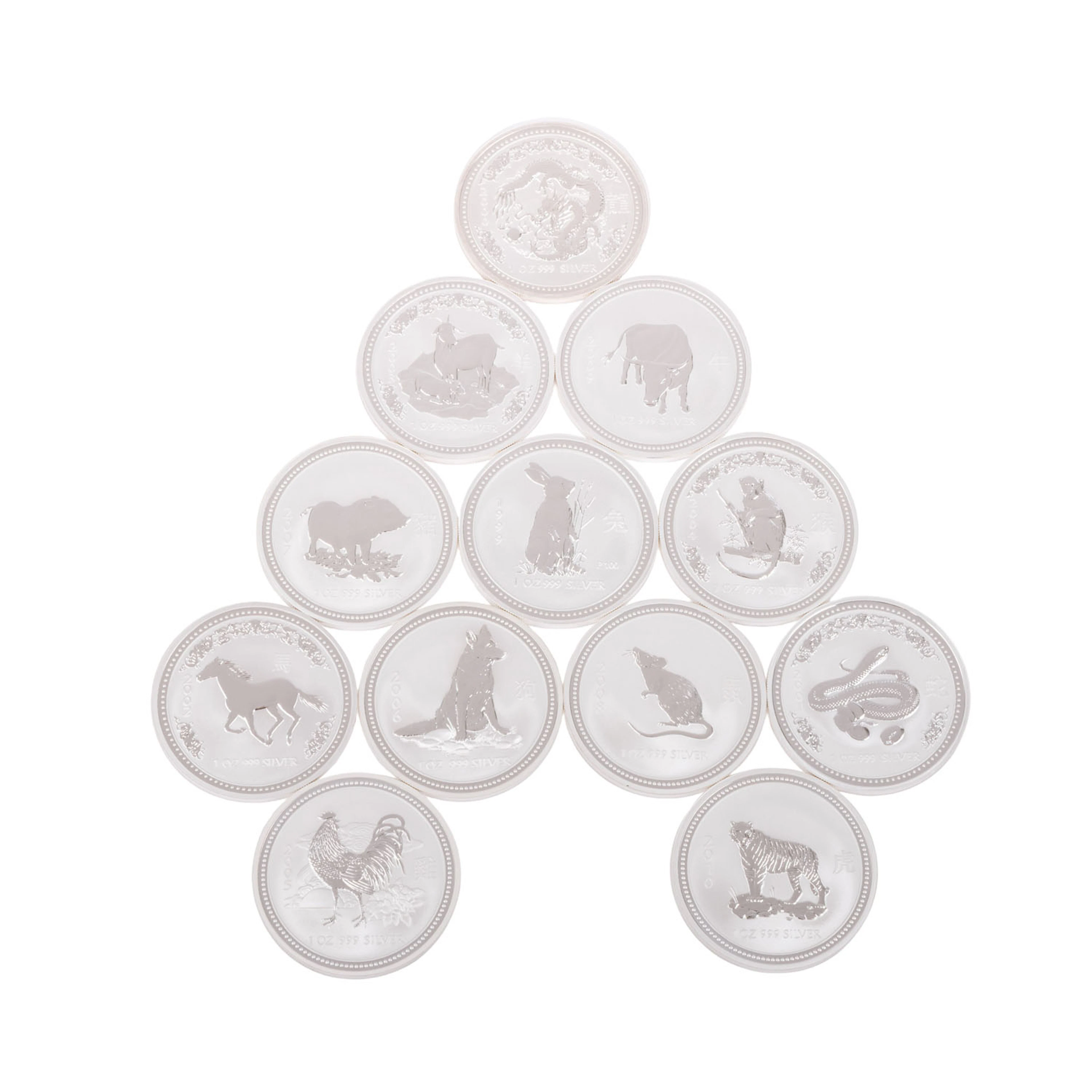 Australien/SILBER 12x 1 Dollar 1999 - 2010 "Lunar Series I"