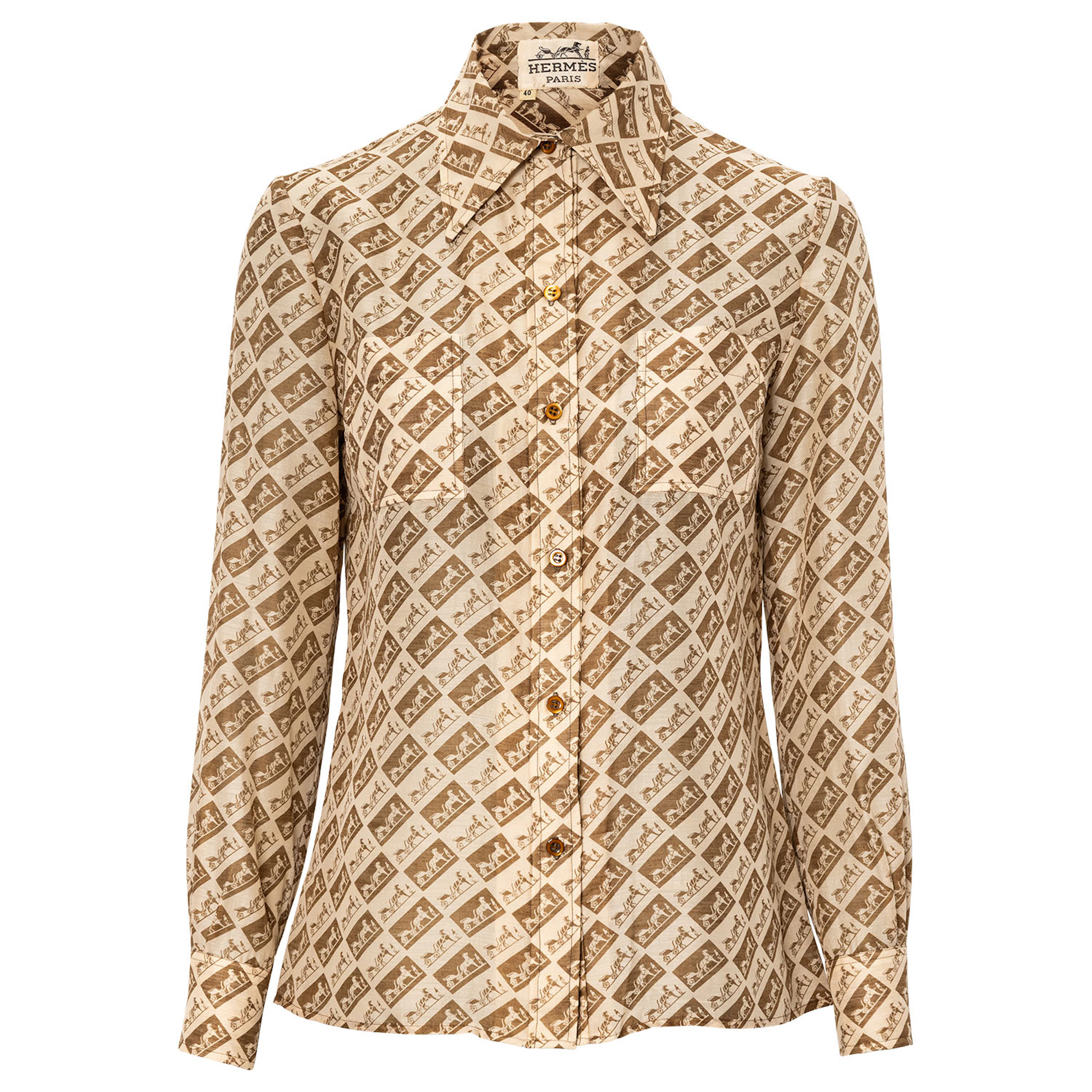 HERMÈS VINTAGE Bluse, Gr. 38 (fr. 40).