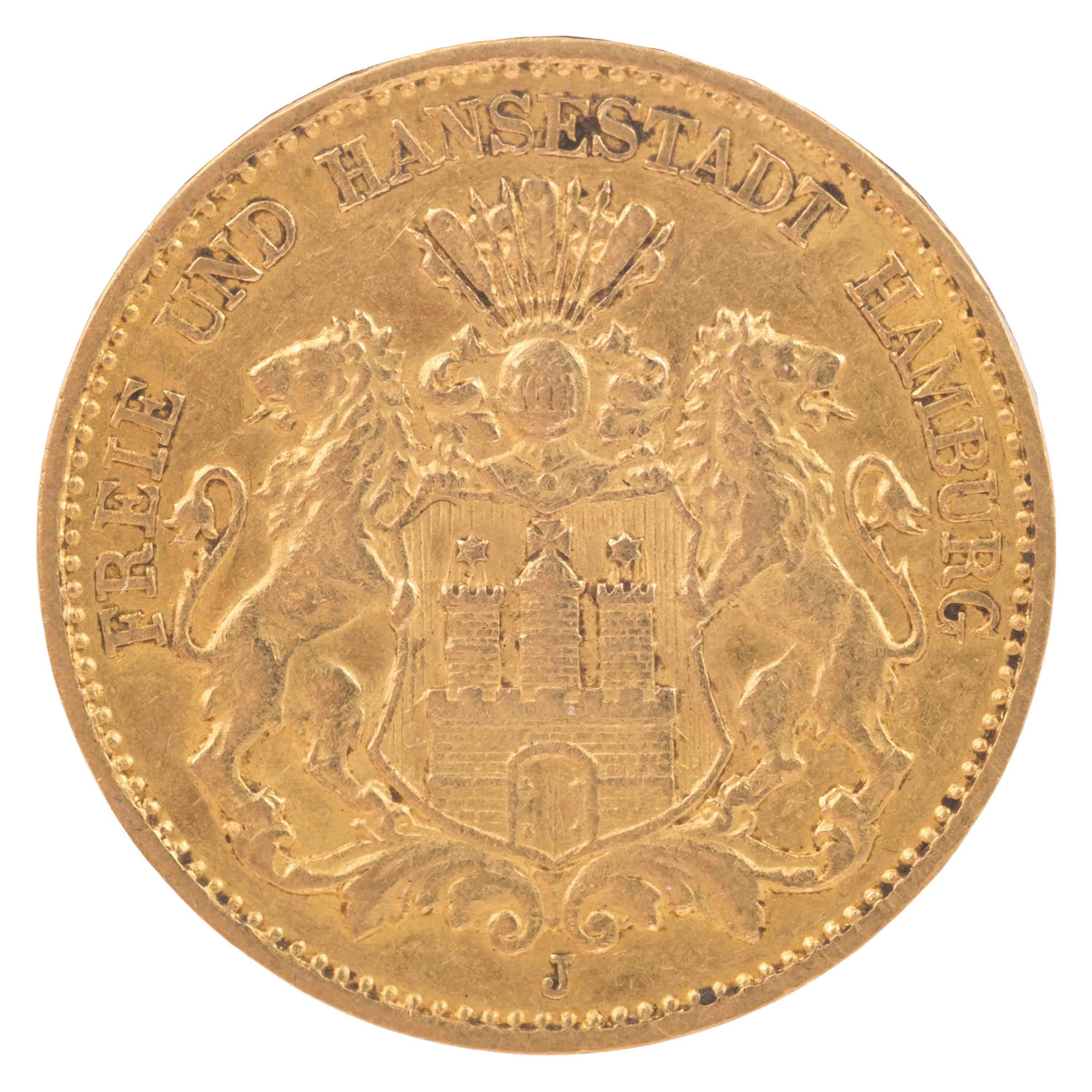 Deutsches Kaiserreich /GOLD - Freie und Hansestadt Hamburg 10 Mark 1898 J