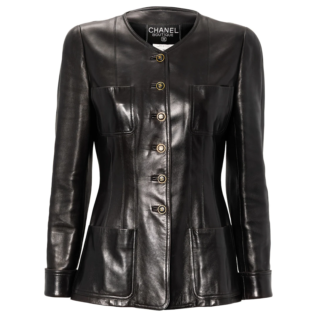 CHANEL BOUTIQUE VINTAGE Lederjacke, Gr. 38 (fr. 40).