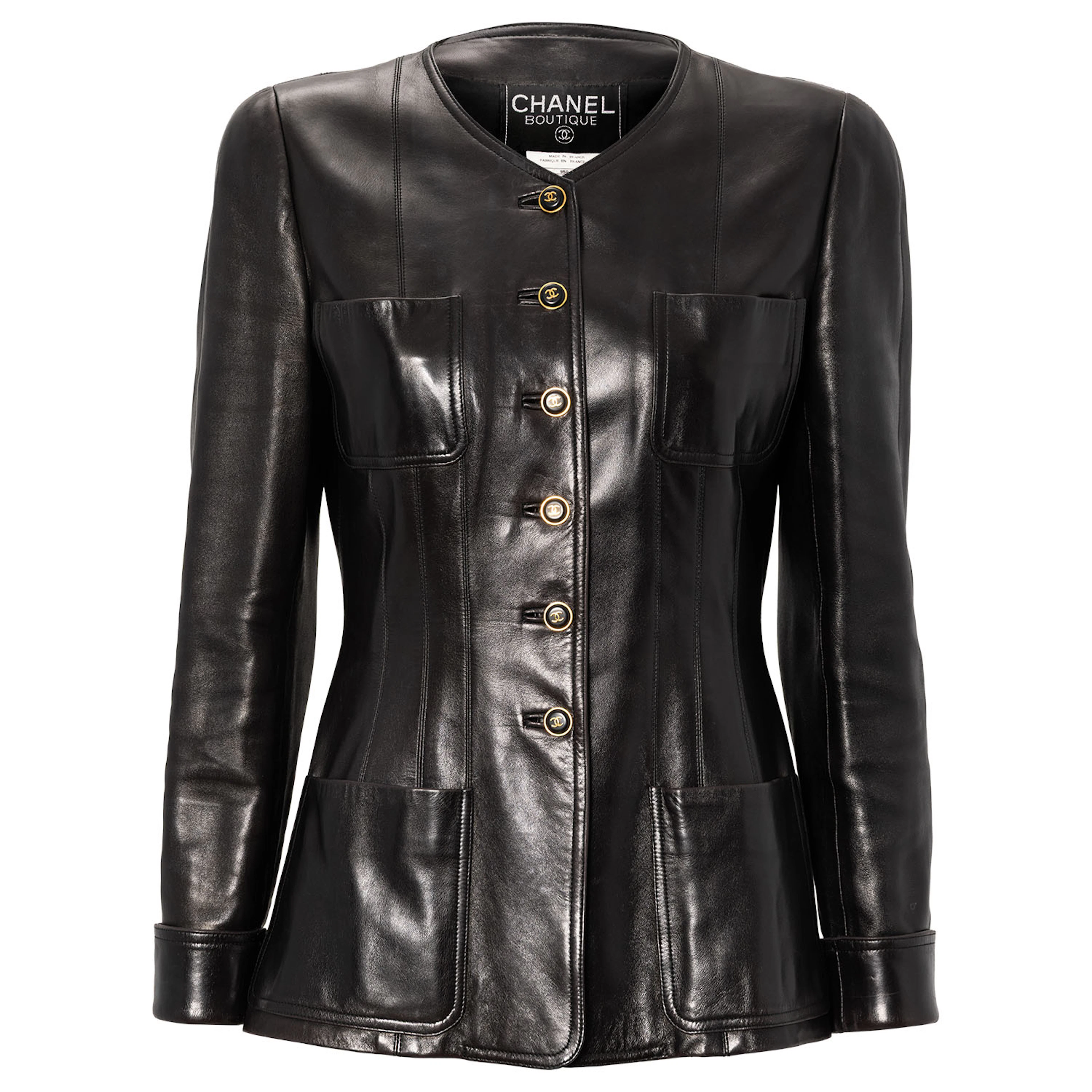 CHANEL BOUTIQUE VINTAGE Lederjacke, Gr. 38 (fr. 40).