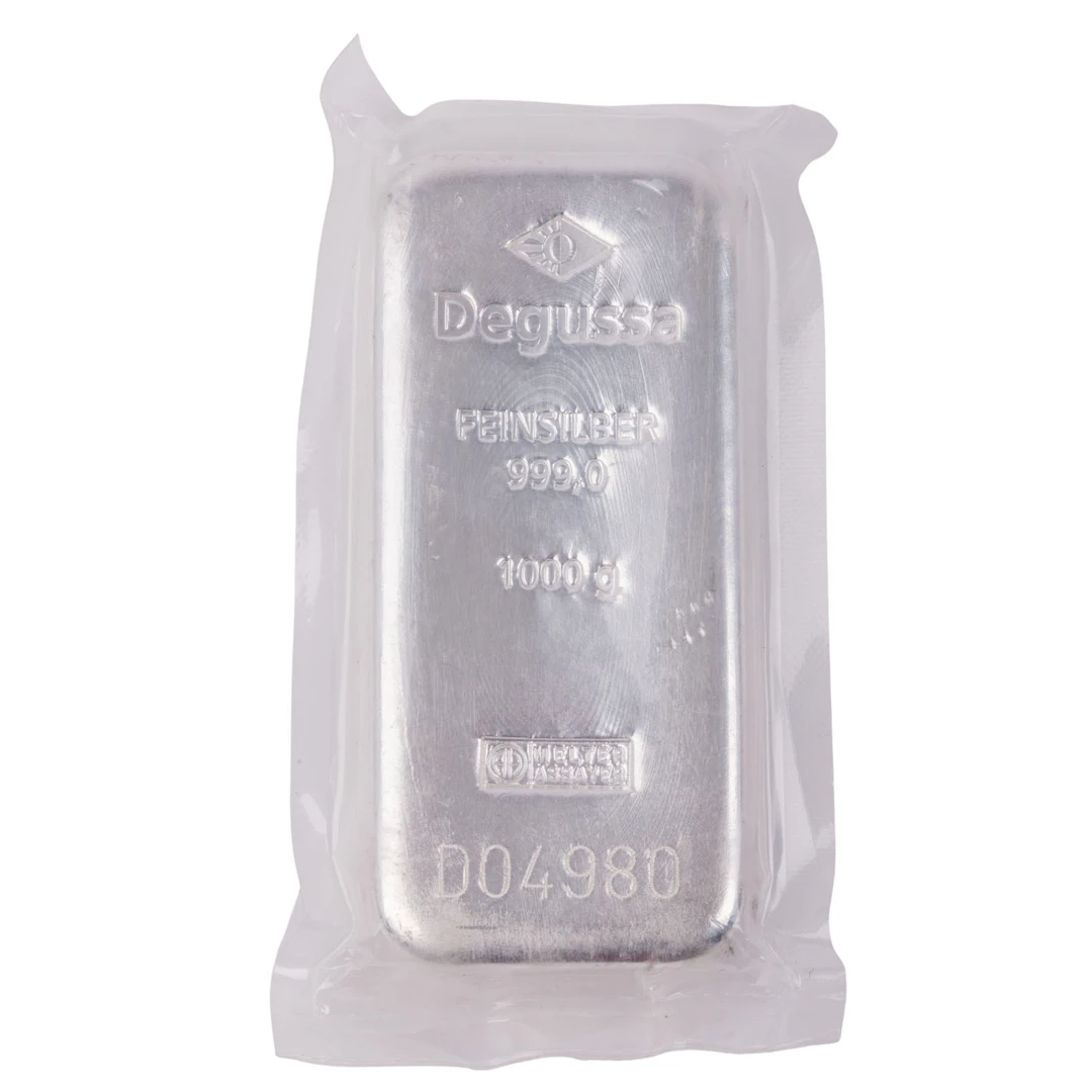 Silberbarren – 1000g Silberbarren gegossen, Hersteller Degussa
