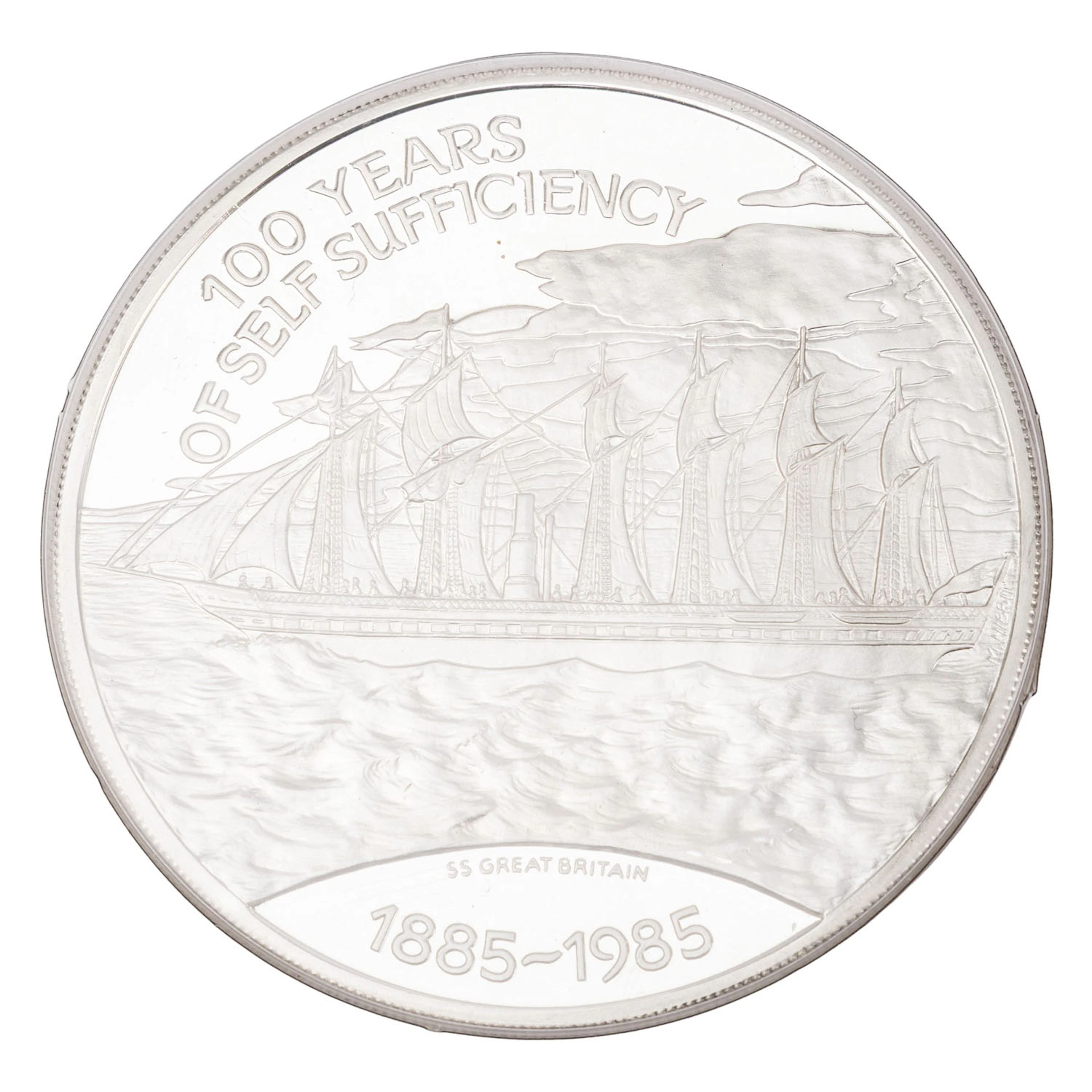Falklandinseln/SILBER – 25 Pounds 1985, 100. Jahrestag der Selbstversorgung