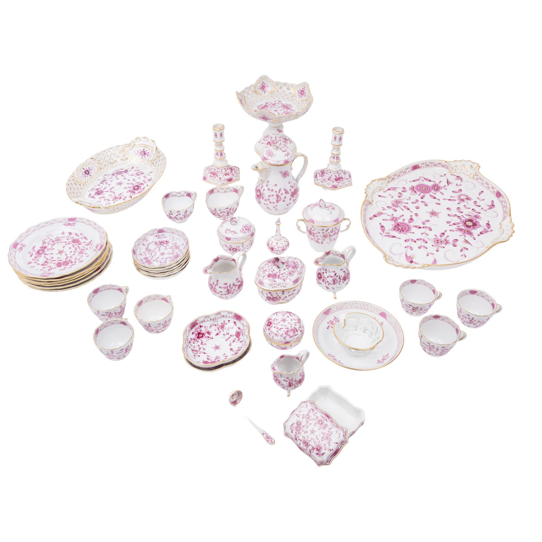MEISSEN 38-tlg. Mokkaservice 'Indisch purpur reich', 1. Wahl, 19./20. Jh.