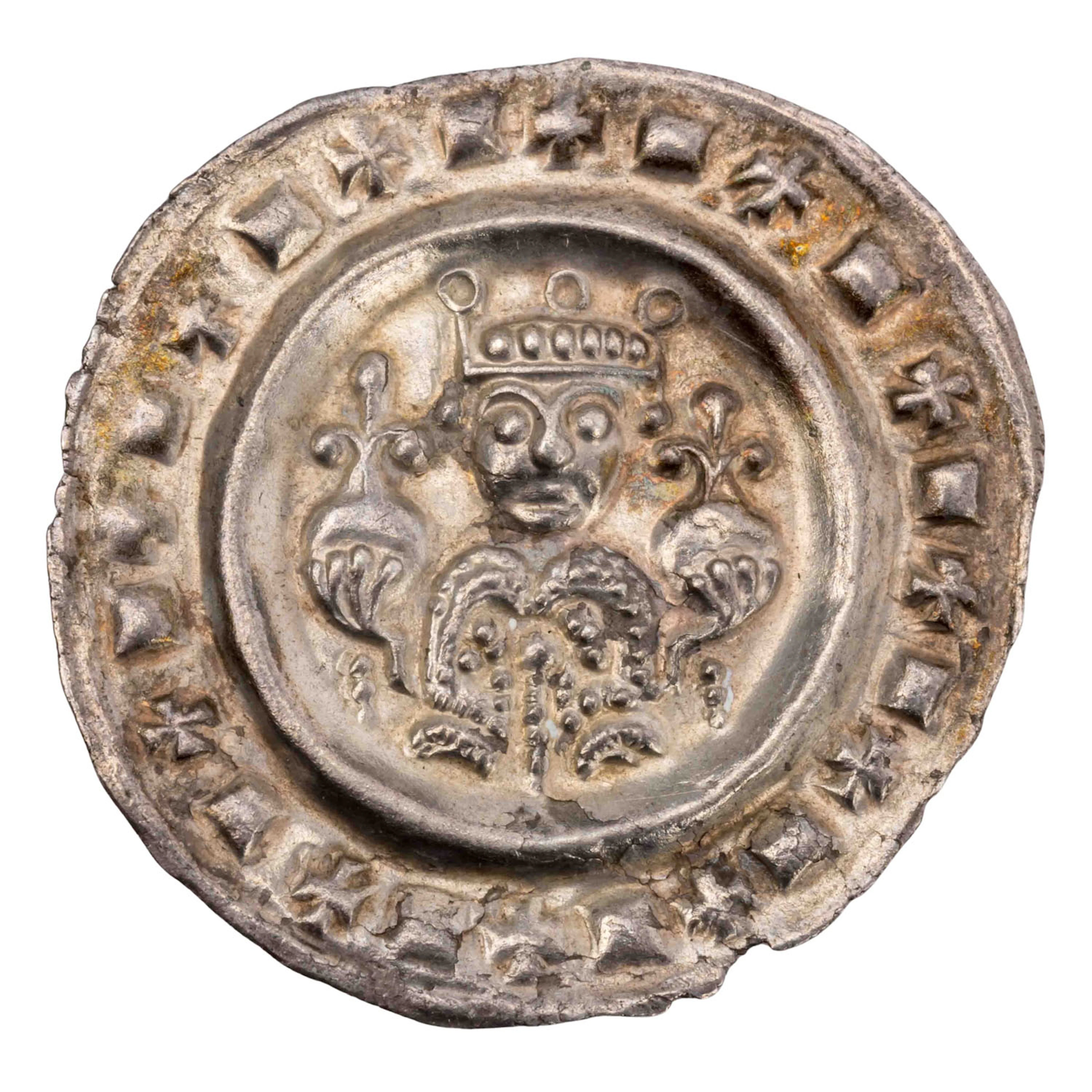 Süddeutschland - Brakteat 1220-1250, Gekröntes Brustbild