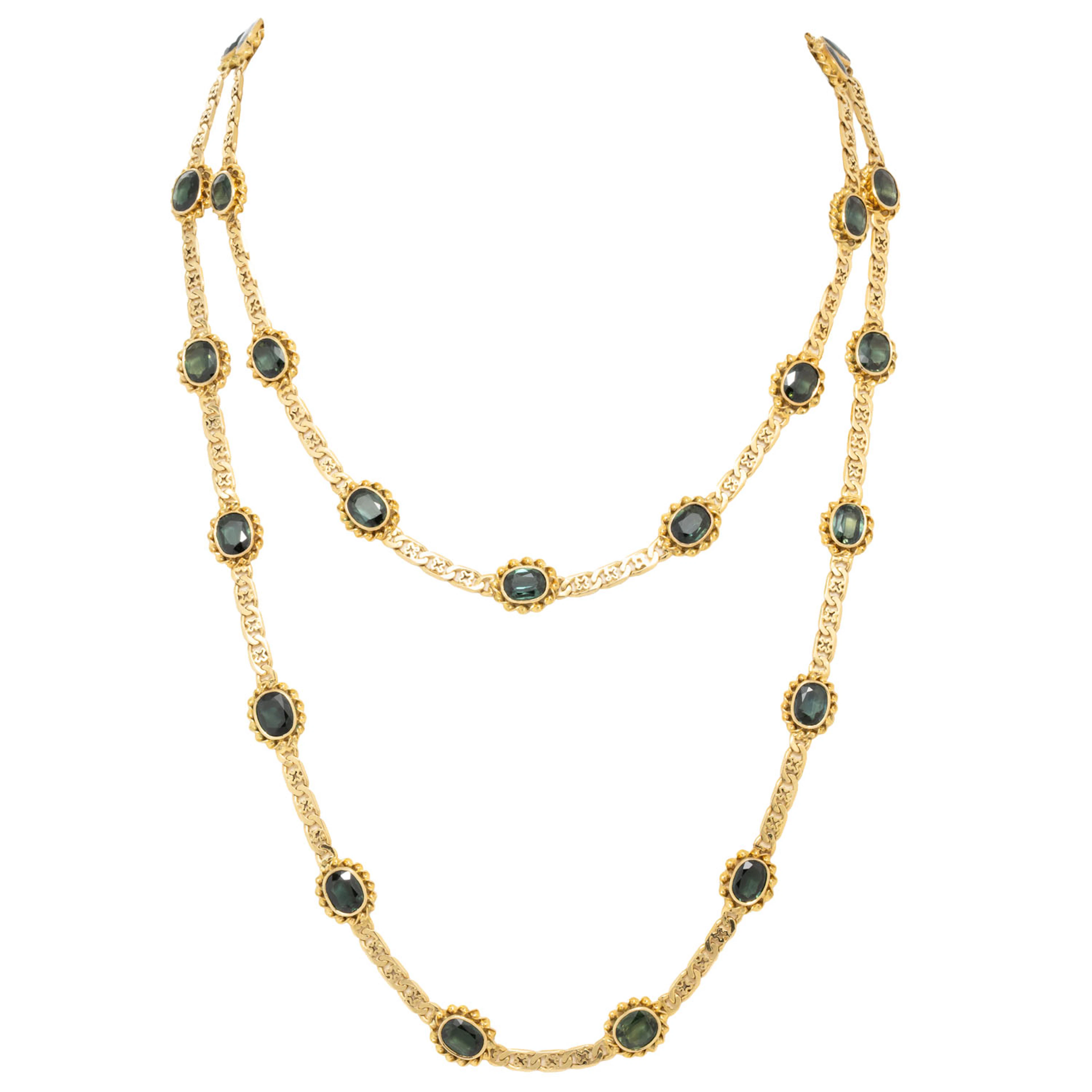 Kette mit blau-grünen Saphiren