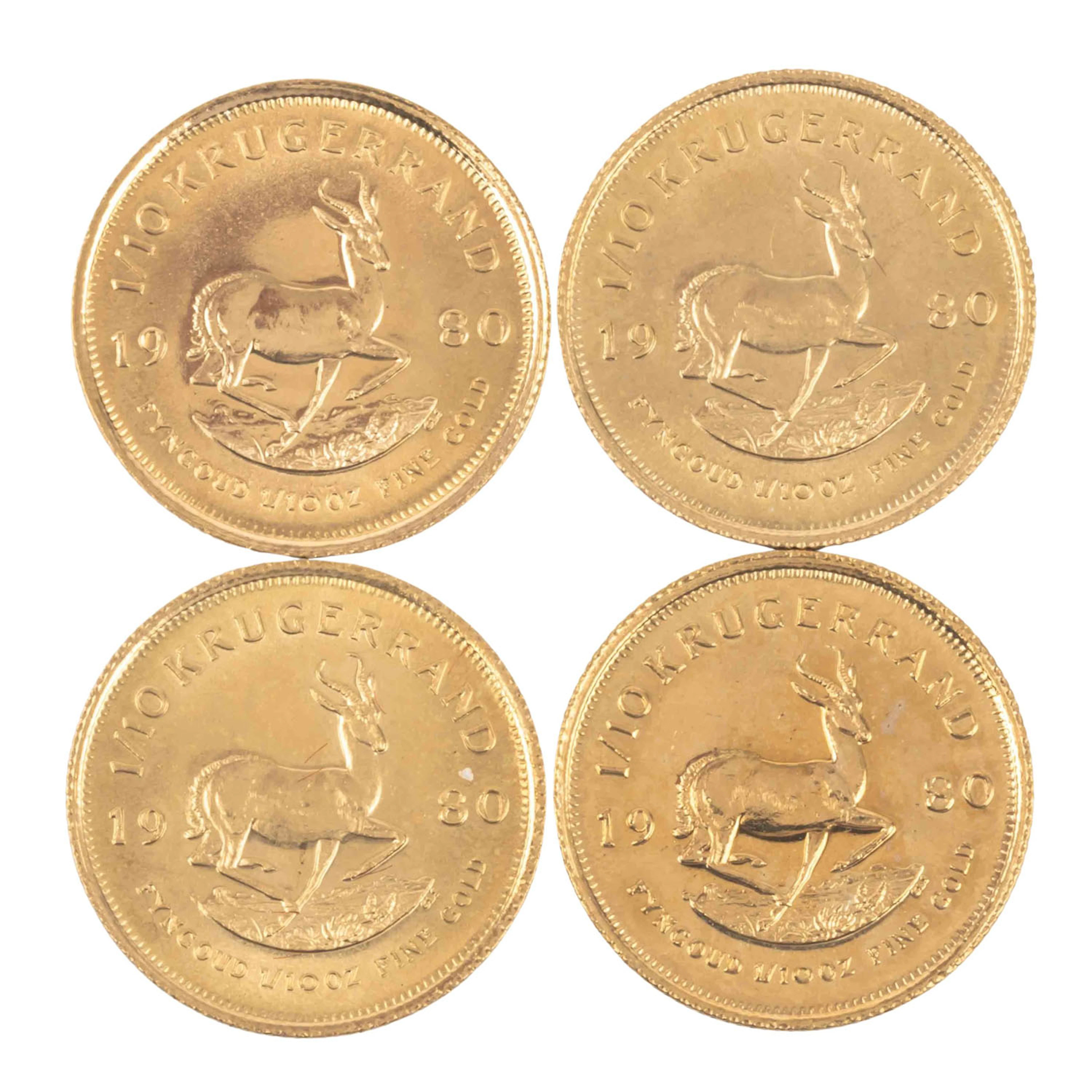 Südafrika/GOLD - 4x 1/10 oz Krügerrand 1980