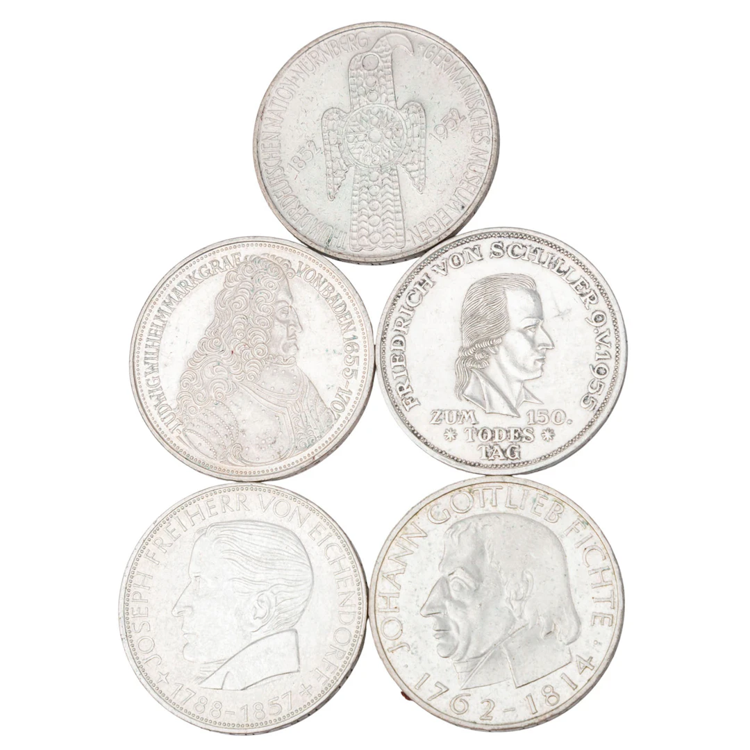 BRD/SILBER Top 5 - 5x 5 DM Gedenkprägungen