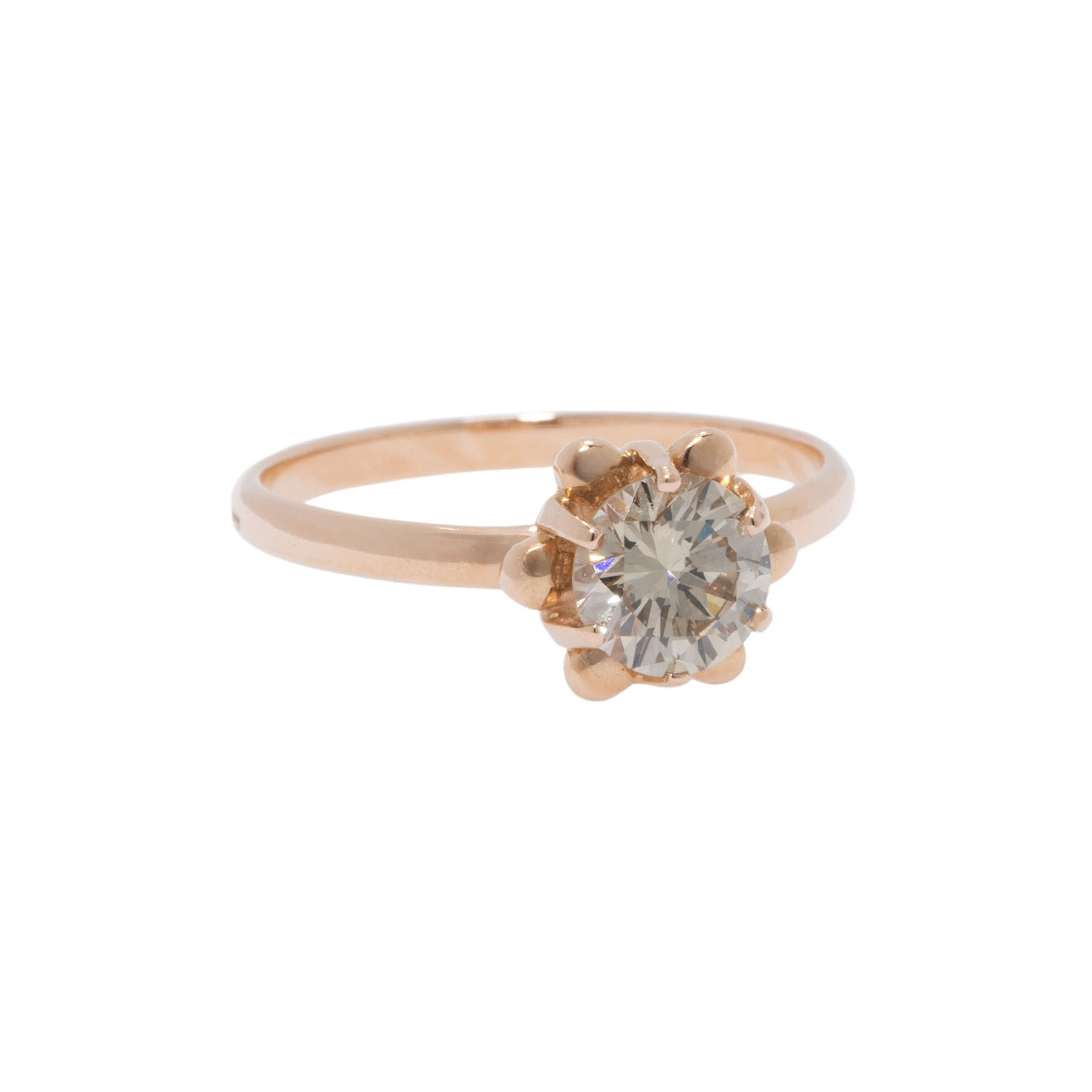 Solitärring mit champagnerfarbenen Brillant von ca. 1 ct