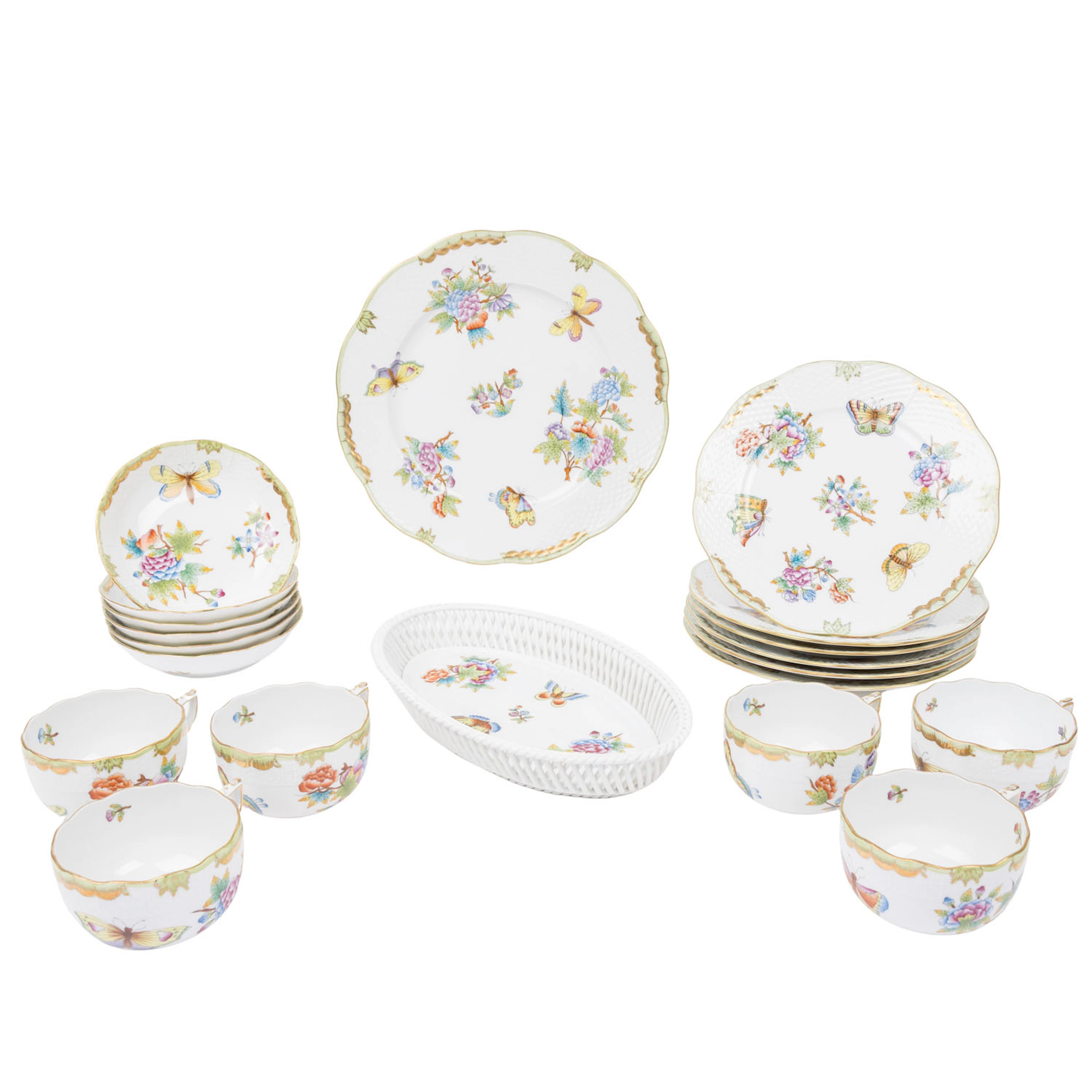 HEREND Teeserviceteile 'Queen Victoria', 20. Jh.