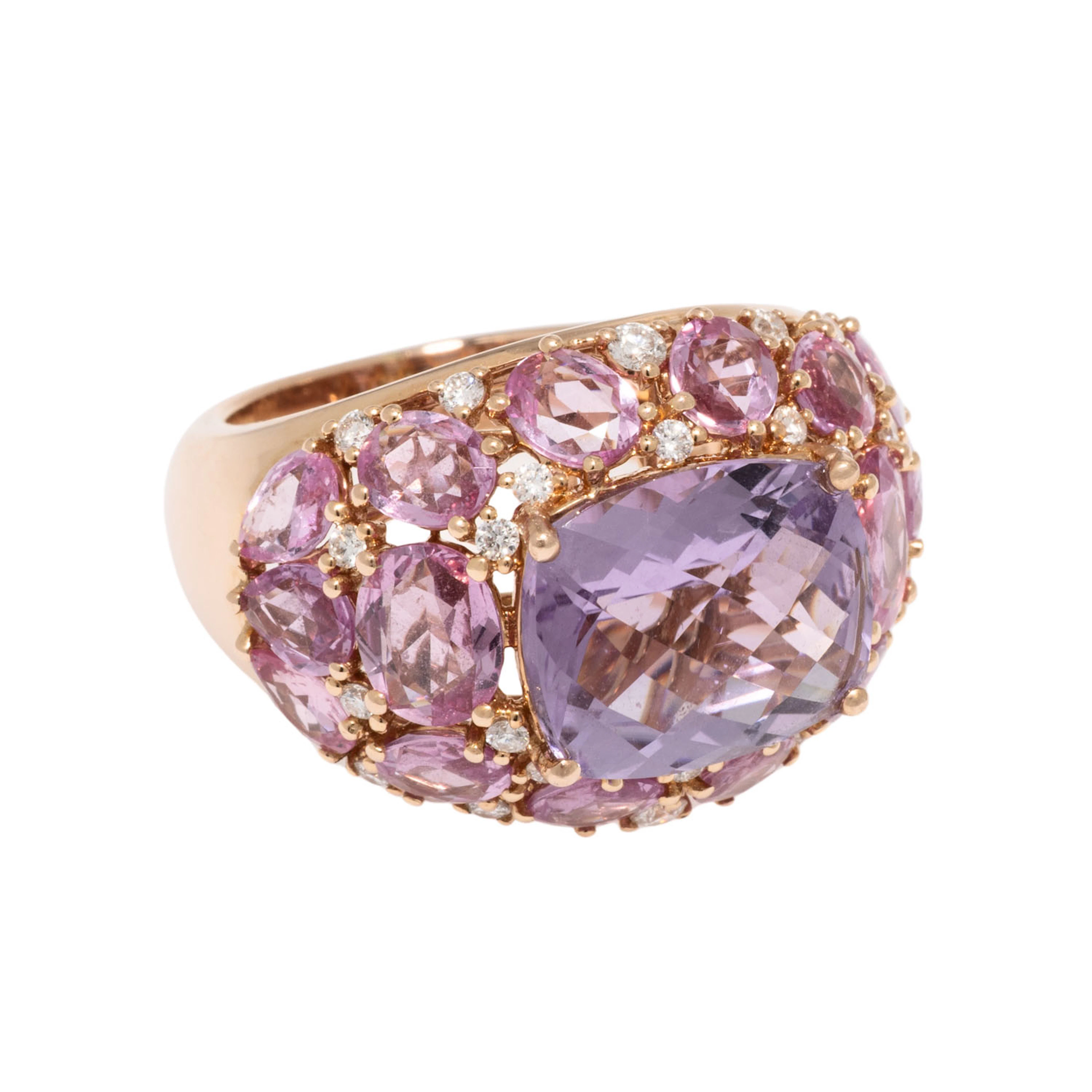Ring mit Amethyst, pinken Saphiren und Brillanten