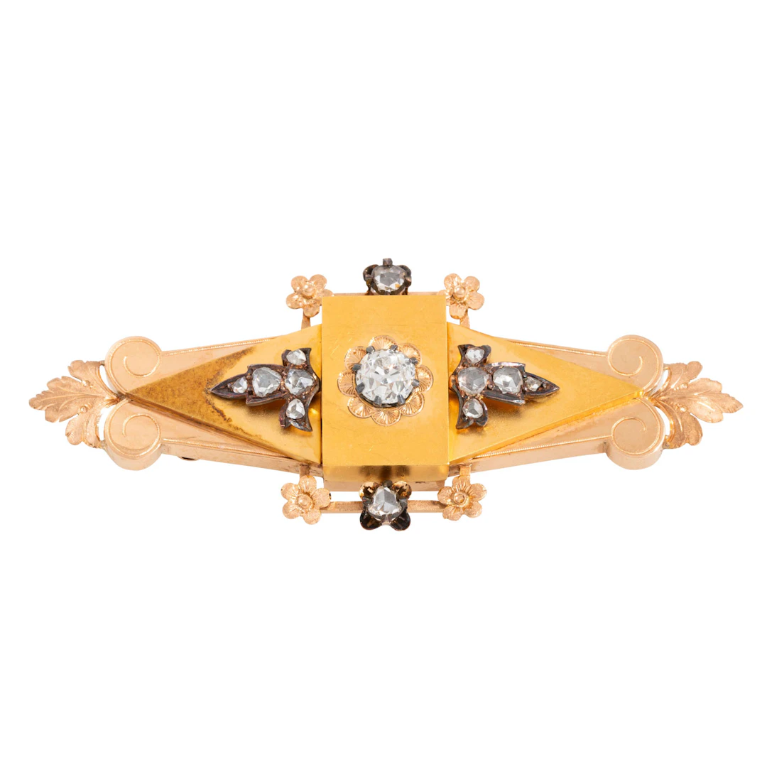Historismus Brosche mit Diamanten
