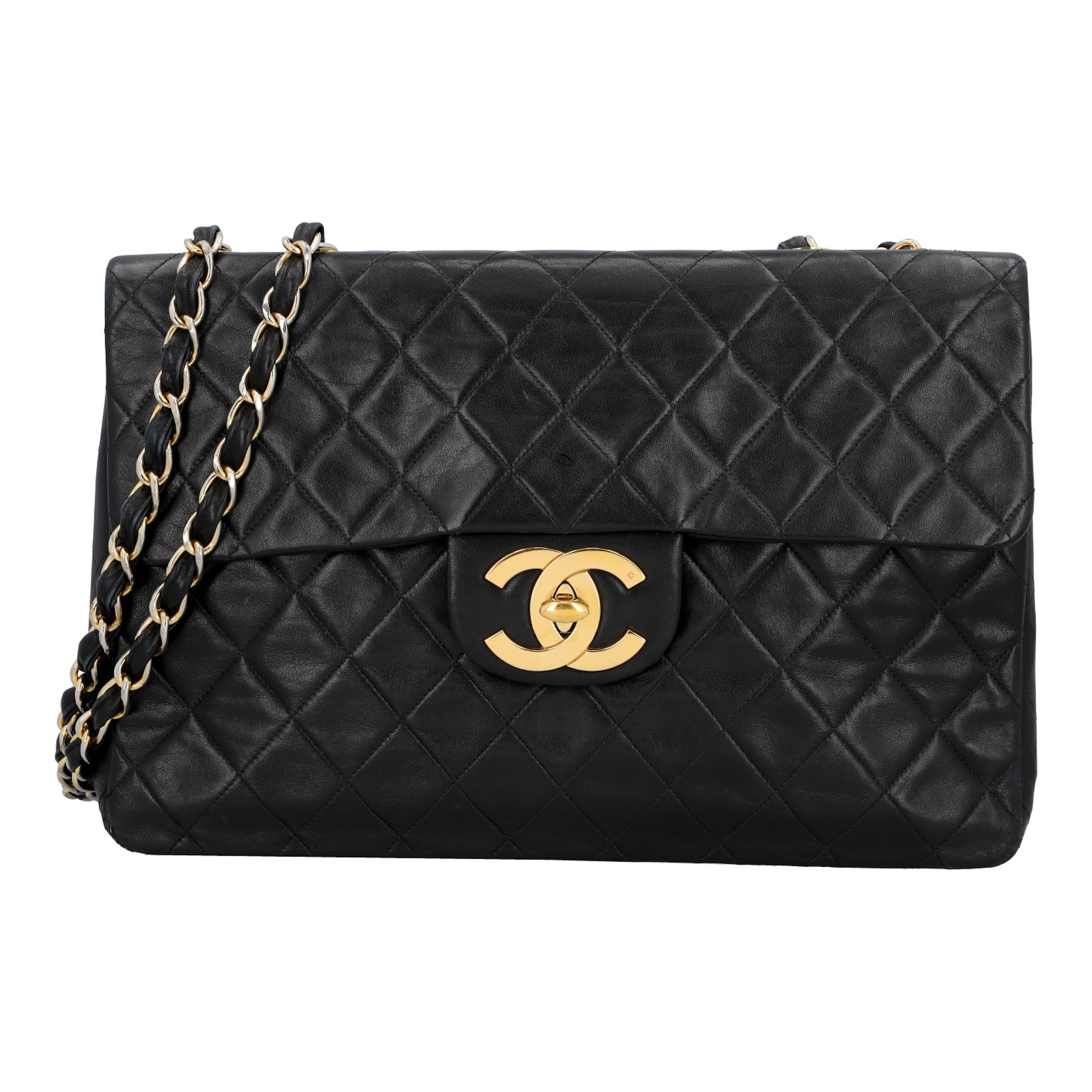 CHANEL VINTAGE Schultertasche ‘MAXI SINGLE FLAP’, Koll.: 1991 - 1994.