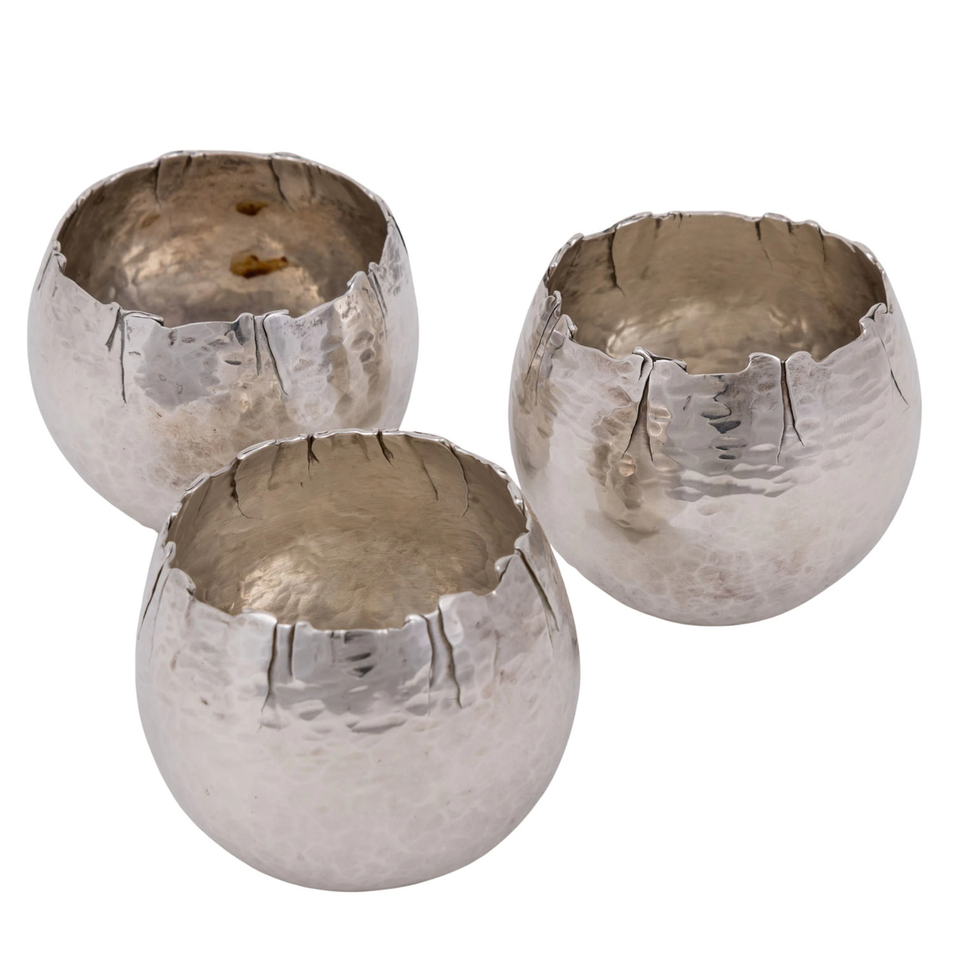 REY URBAN für ÅGE FAUSING 3 Whisky-Tumbler (klein), 925 Silber, 20. Jh.