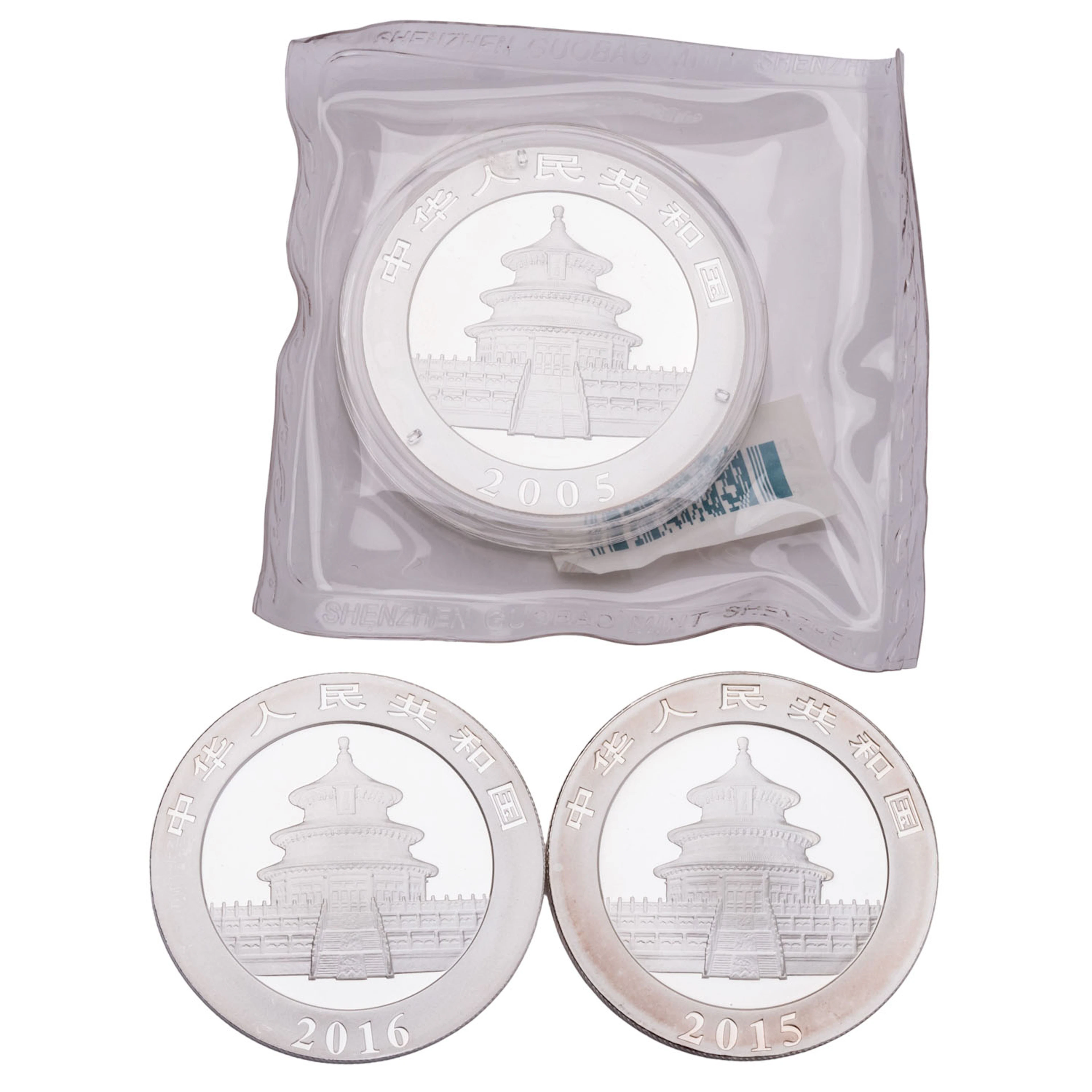 China/SILBER 3x 10 Yuan 2005, 2015 & 2016 "Panda"