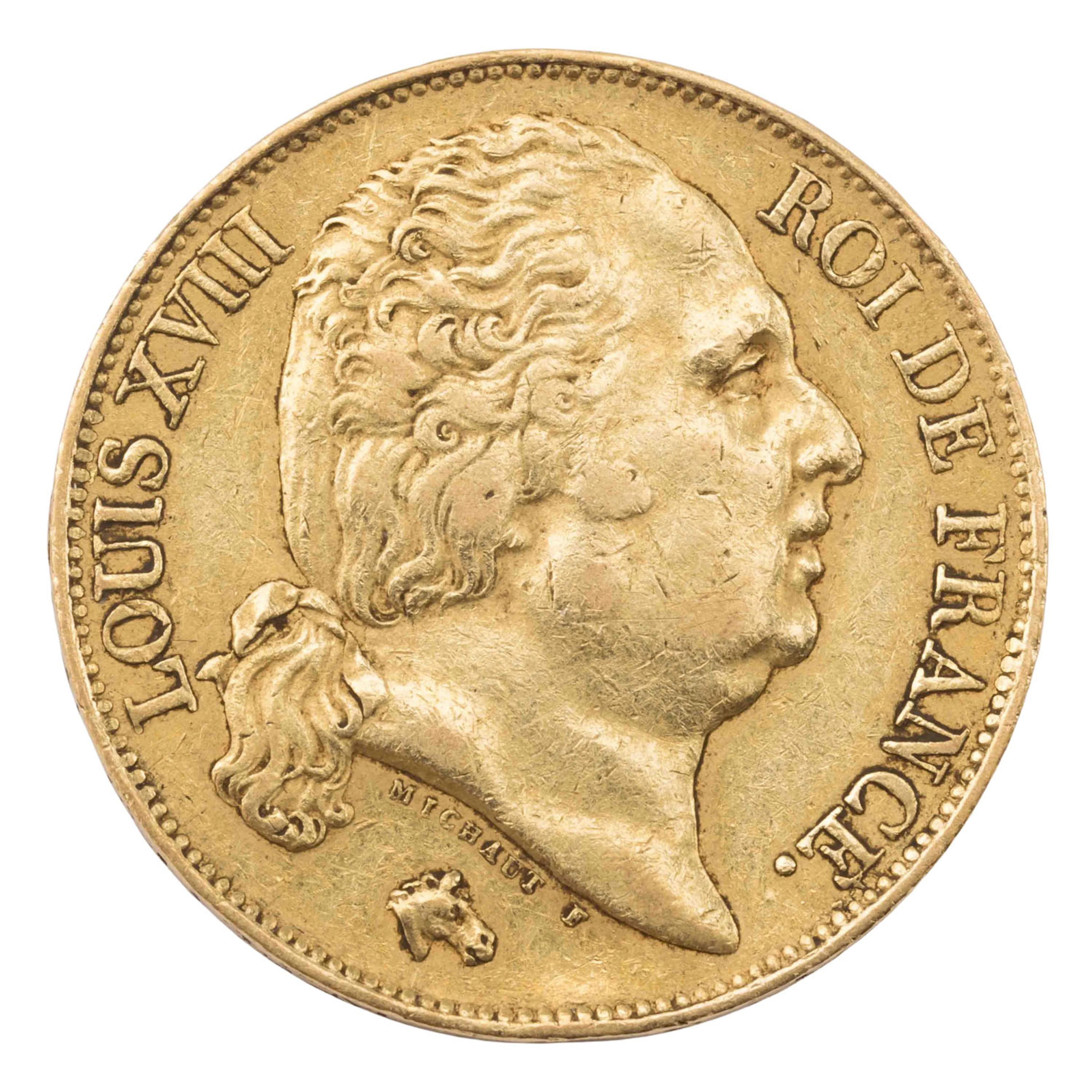 Frankreich/GOLD - Louis XVIII. 20 Francs 1817 Q (Perpignan).