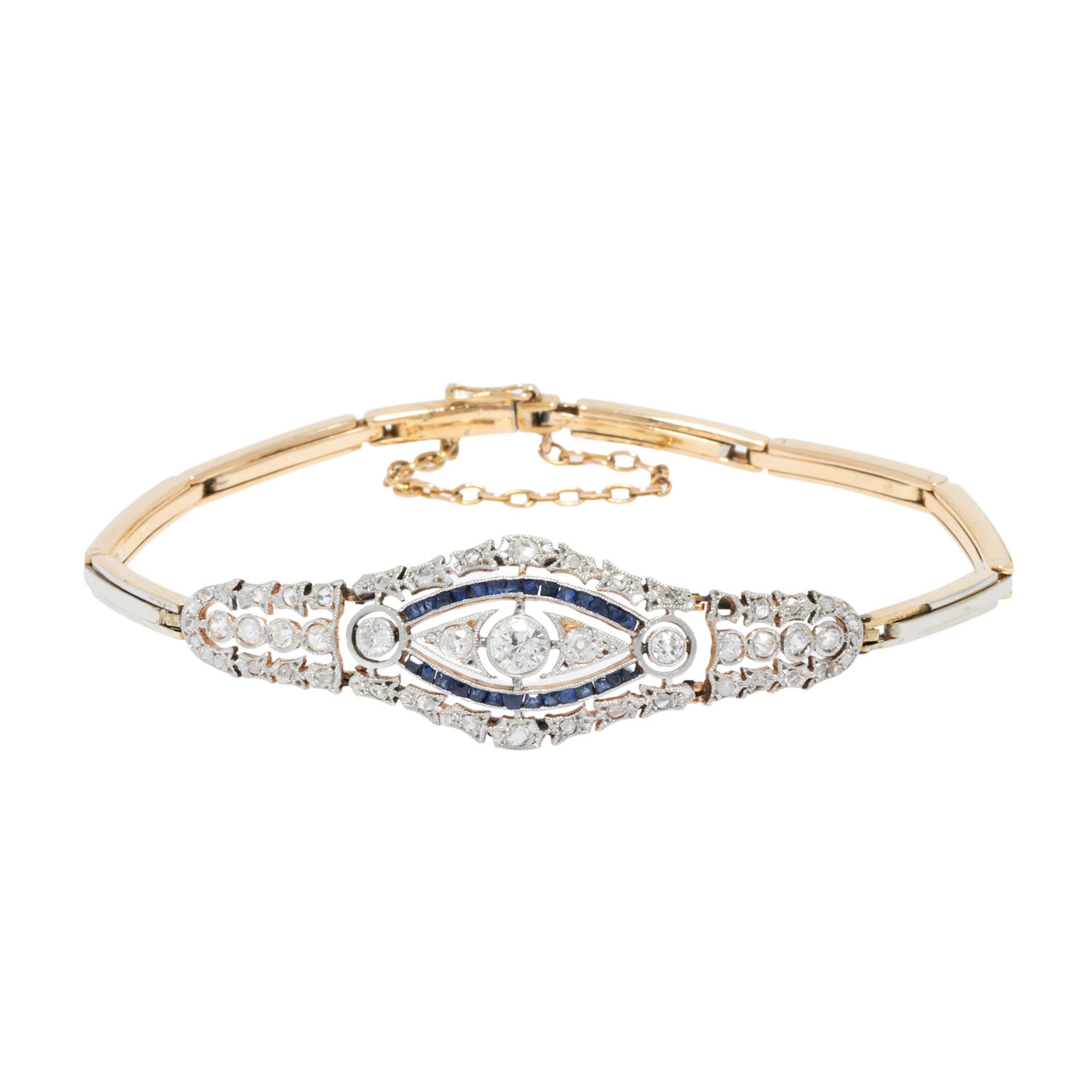 Art Decó Armband mit Saphiren und Diamanten