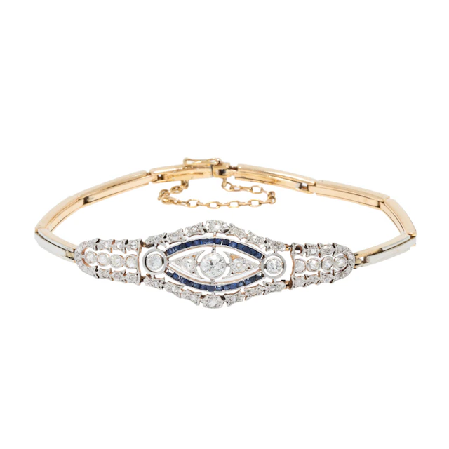 Art Decó Armband mit Saphiren und Diamanten