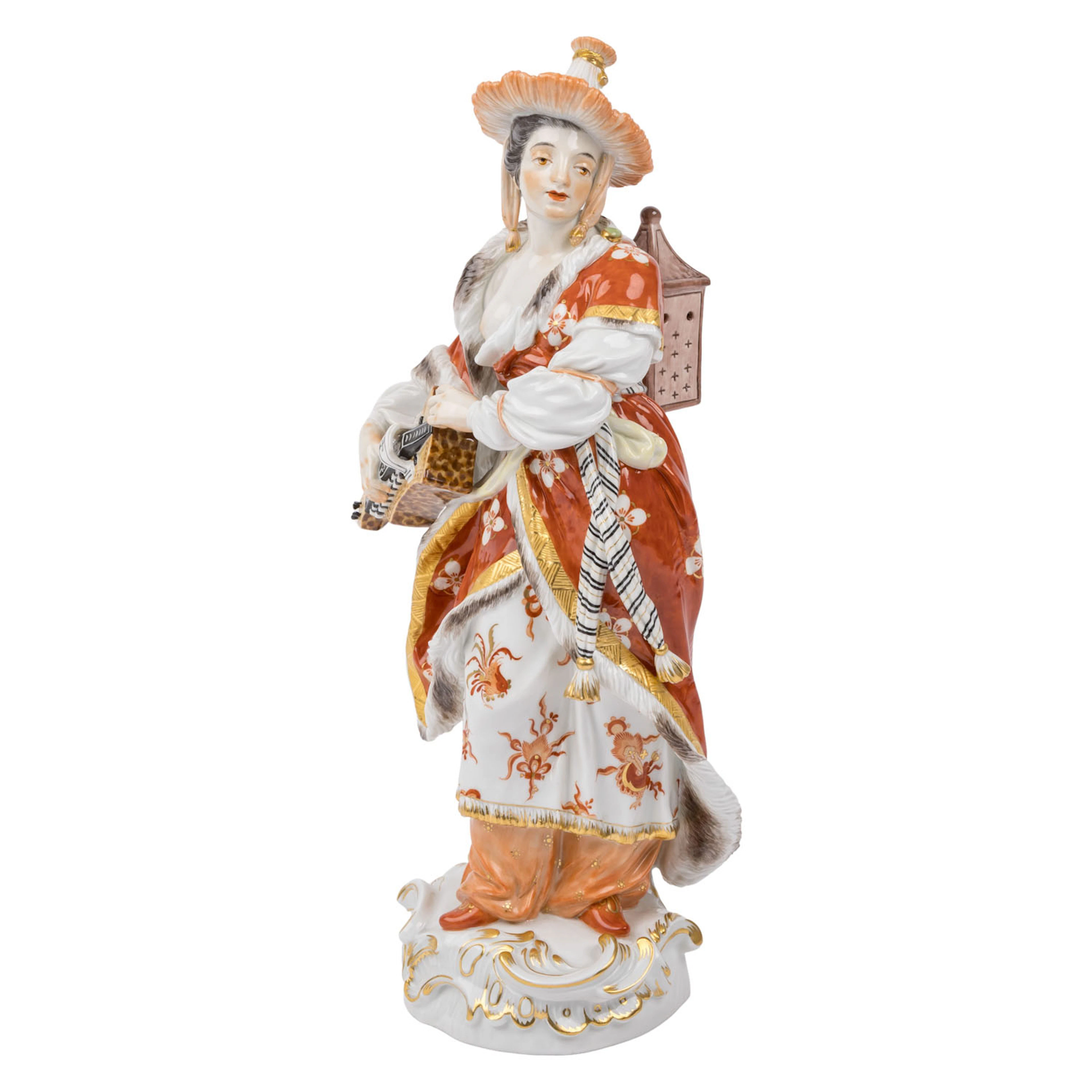 MEISSEN 'Malabarin mit Drehleier', 20. Jh. 1. Wahl.