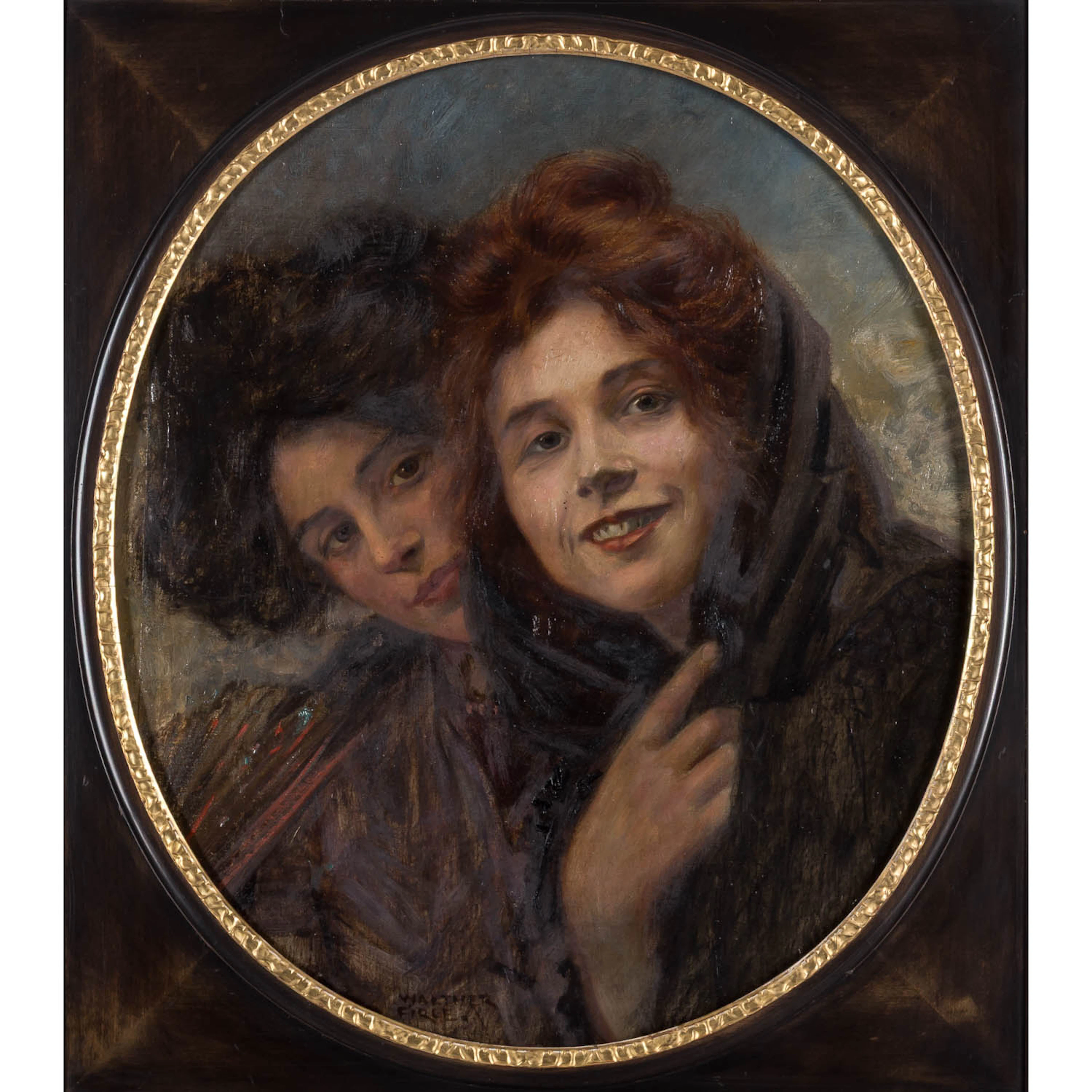 FIRLE, WALTER (1859–1929) "Doppelbildnis zweier junger Damen"