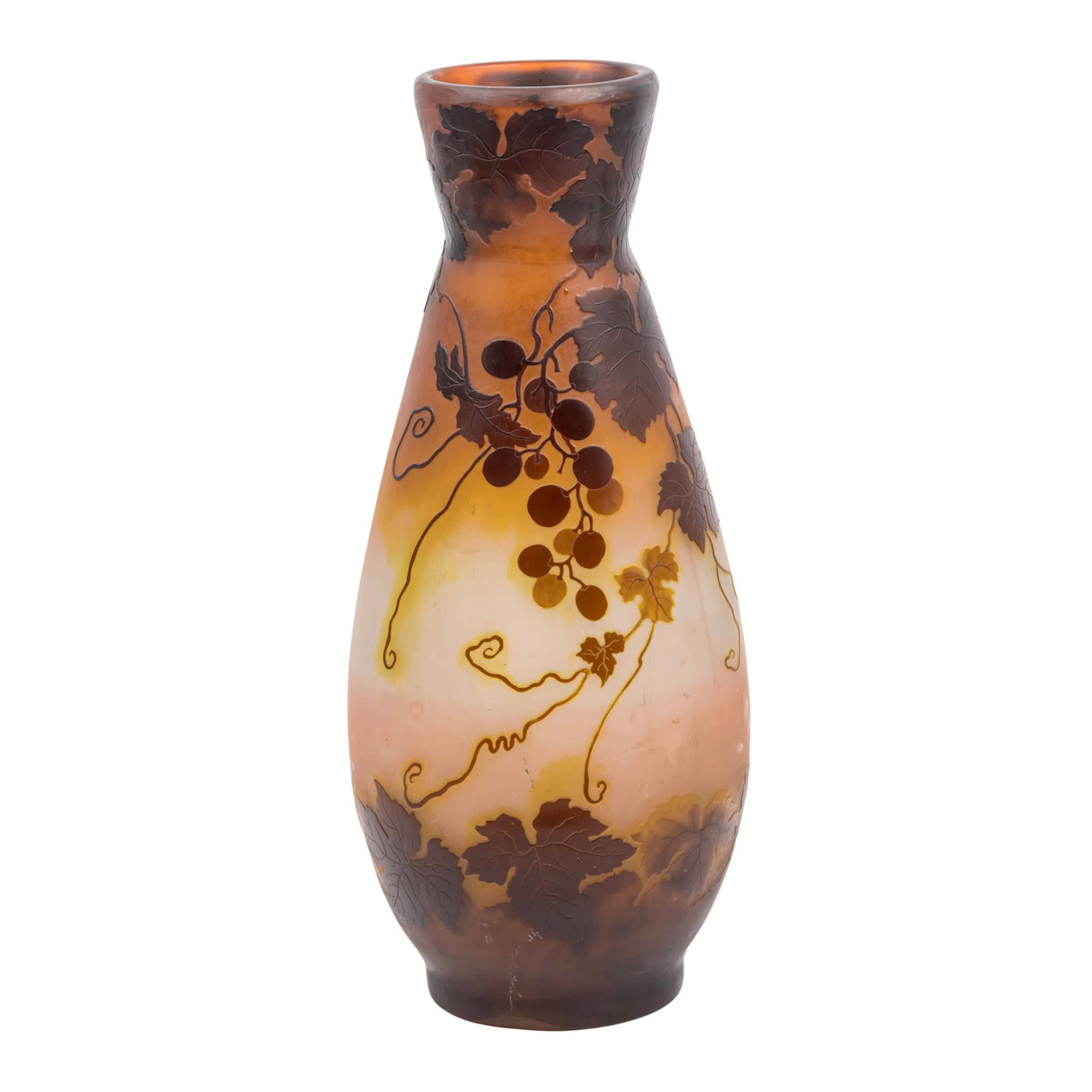 EMILE GALLÉ, große Vase "Wilder Wein, wohl Anfang 20. Jh.