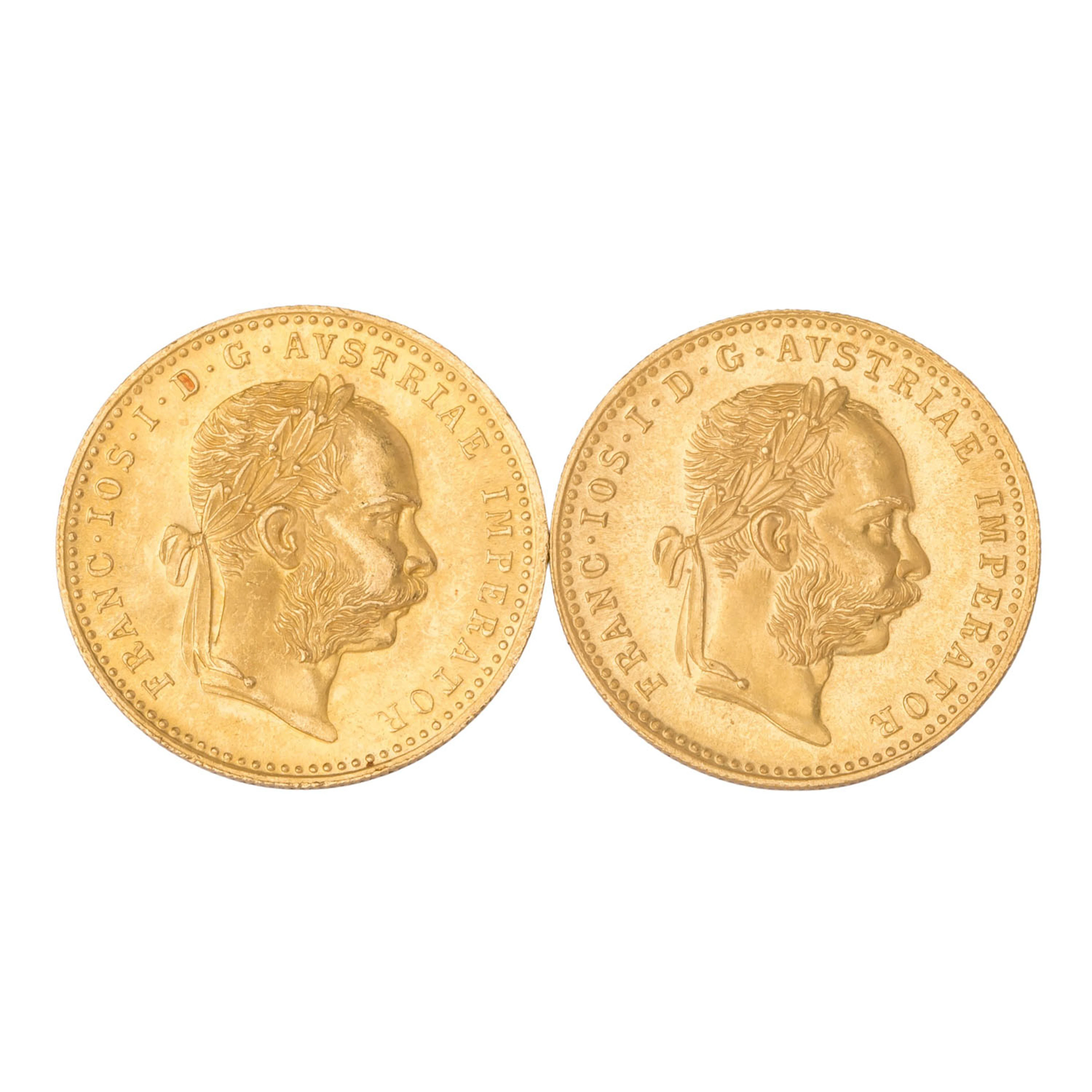 Österreich/GOLD - Franz Joseph 1 Dukat 1915 Nachprägung. 2 Stück.