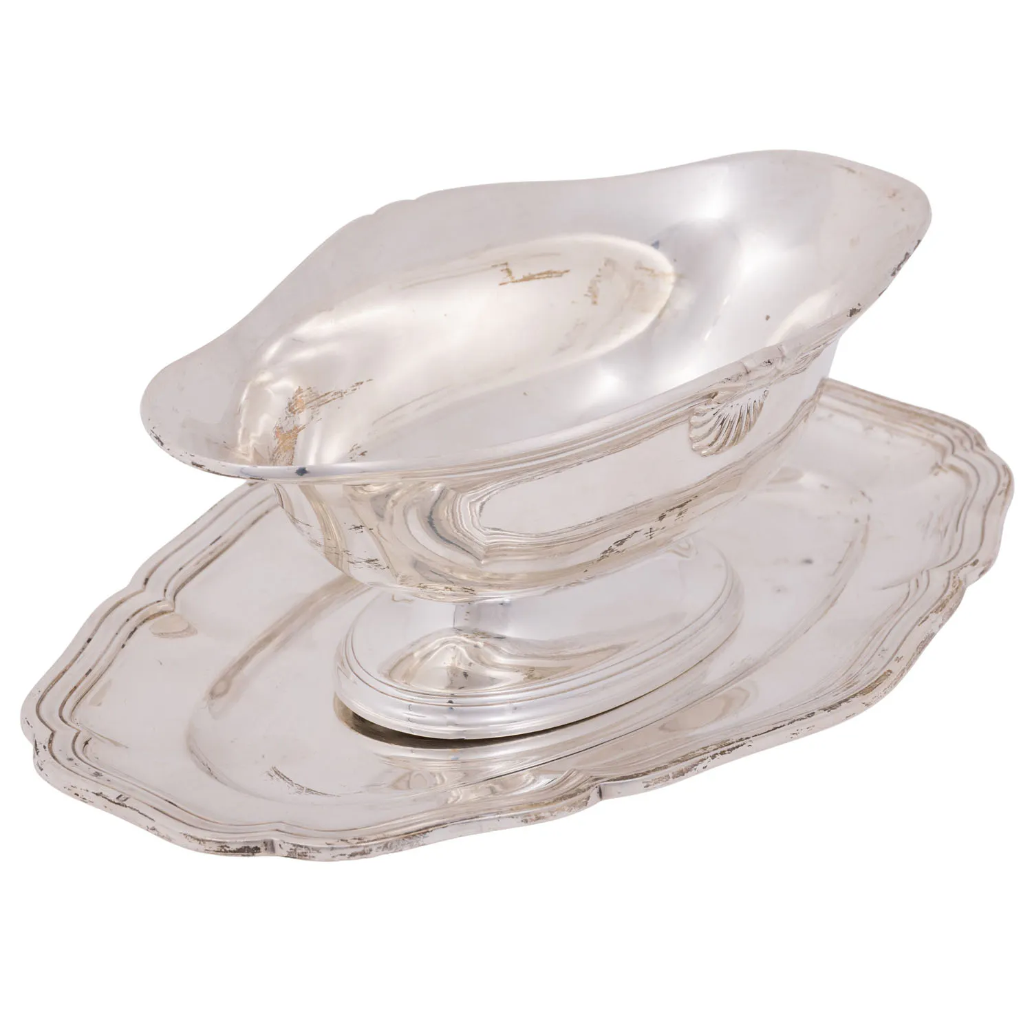 PARIS "Silber-Saucière mit Présentoir" 950er Silber.